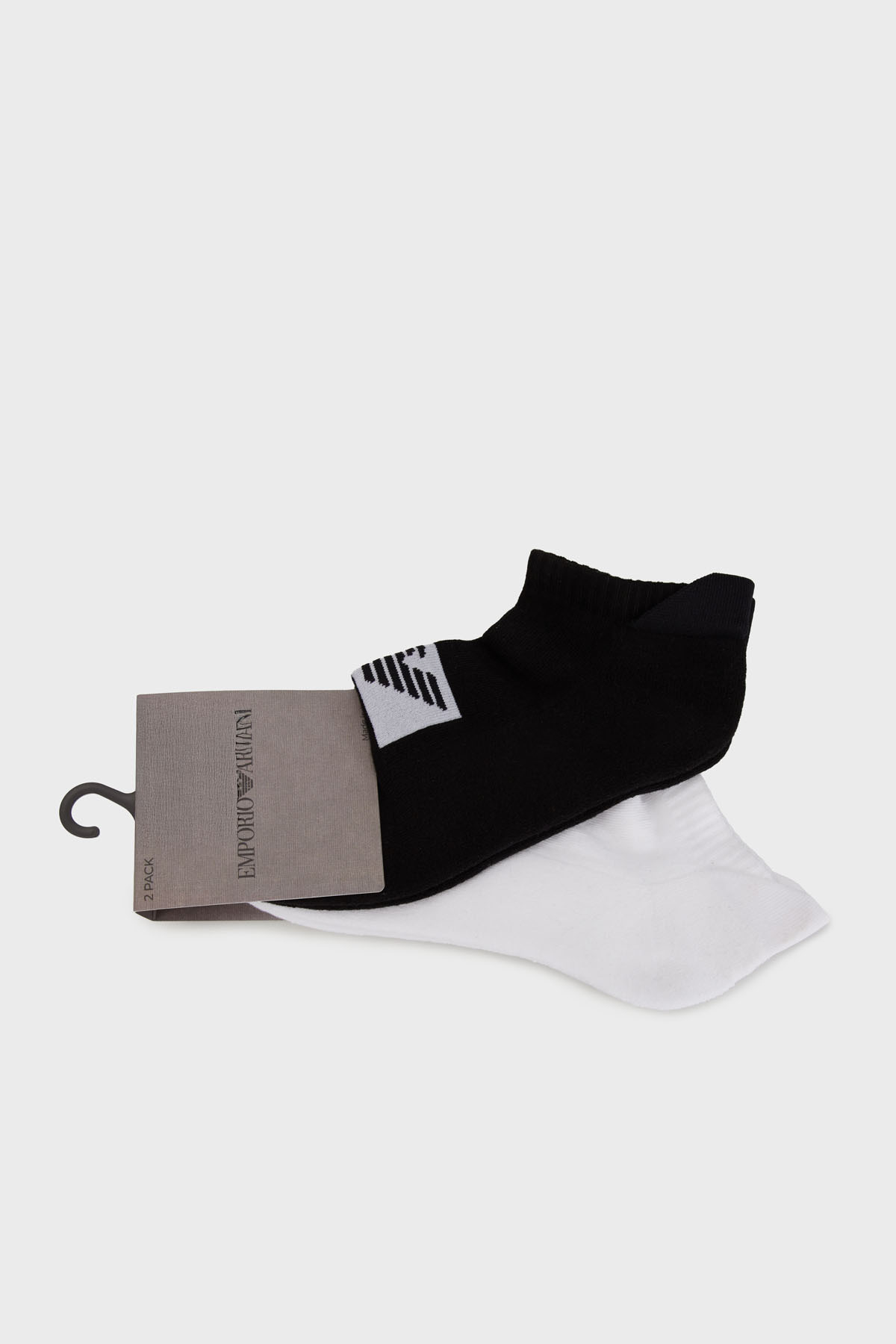 Emporio Armani Logolu Pamuklu 2 Pack Erkek Çorap EM003751 AF18263 MC001 SİYAH-BEYAZ