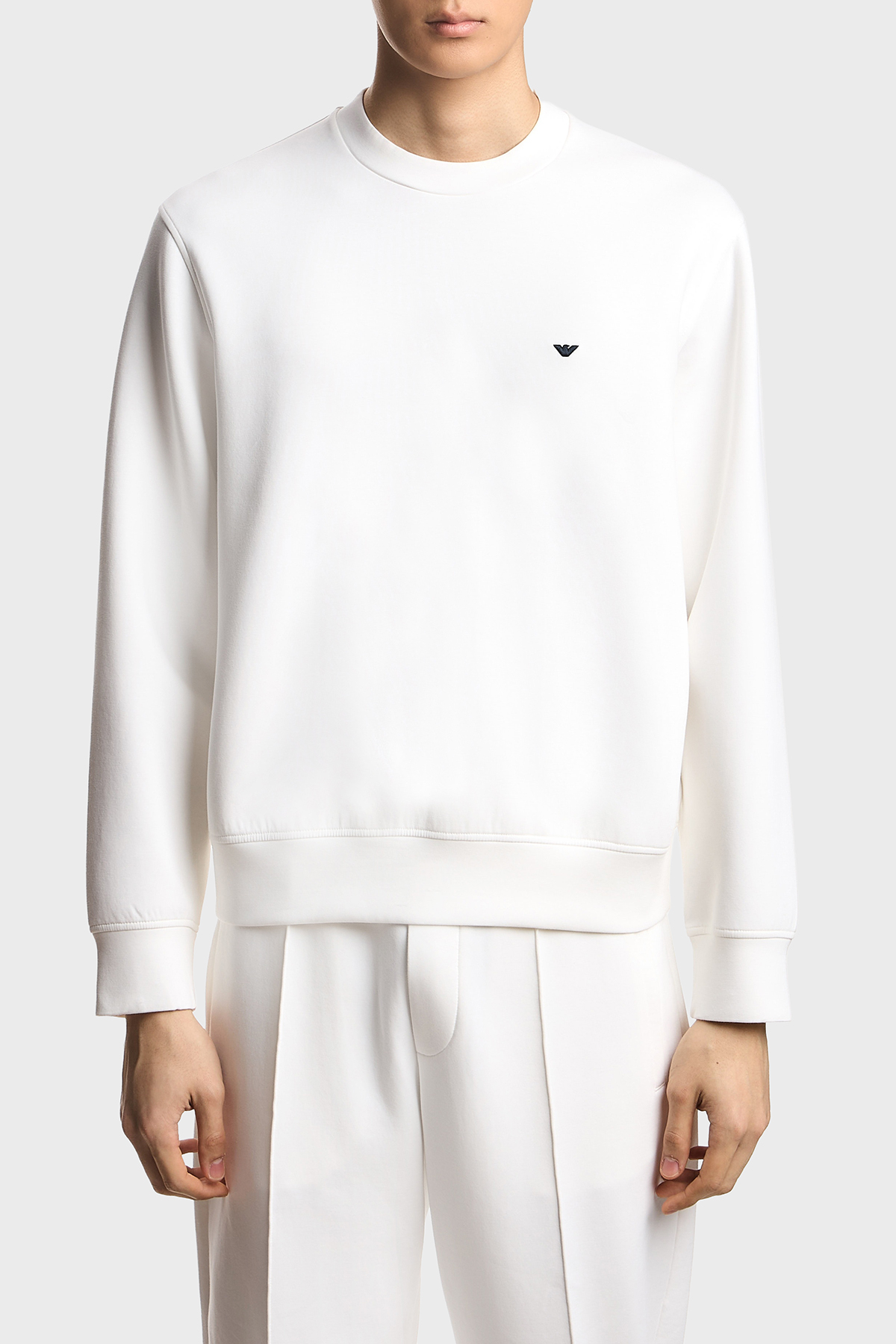 Emporio Armani Logolu Pamuklu Regular Fit Bisiklet Yaka Erkek Sweat EM004533 AF10013 U0003 BEYAZ