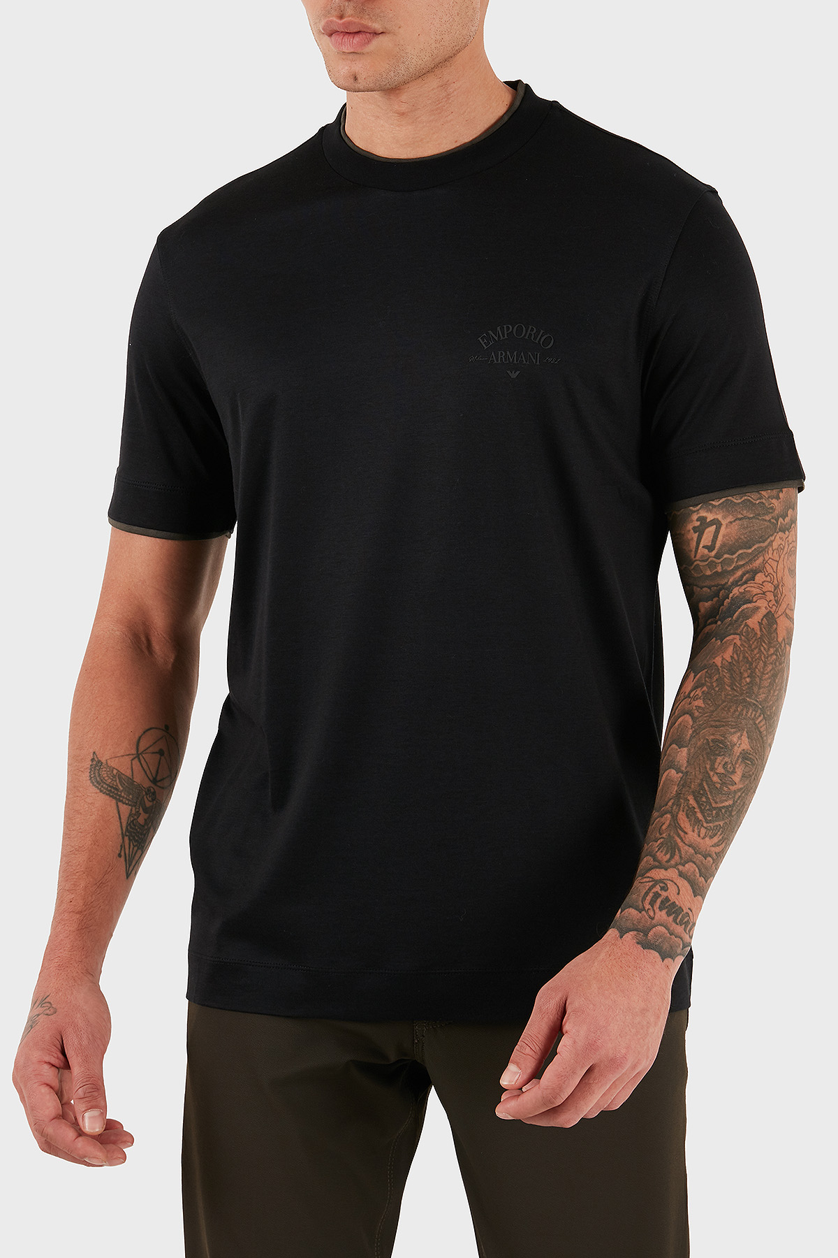 Emporio Armani Logolu Pamuklu Regular Fit Bisiklet Yaka Erkek T Shirt EM002939 AF18312 UC001 SİYAH