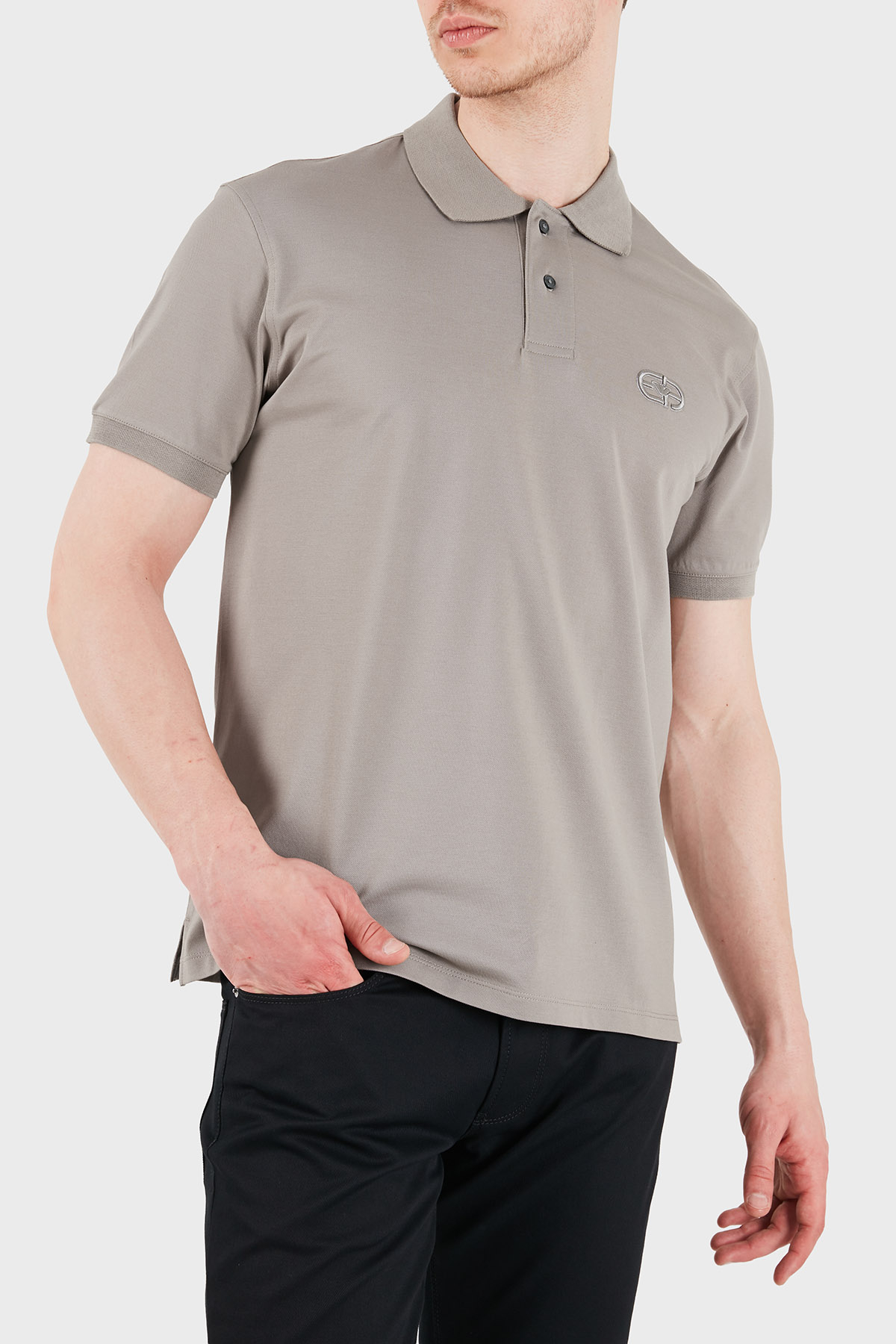 Emporio Armani Logolu Pamuklu Regular Fit Kısa Kollu Düğmeli Erkek Polo EM004579 AF13742 U8049 KAHVE