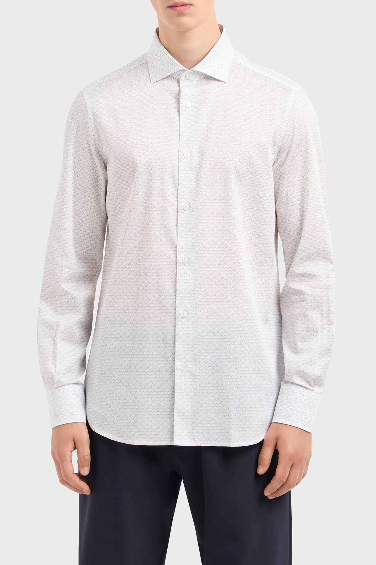 Emporio Armani Logolu Pamuklu Slim Fit Erkek Gömlek 6D1C86 1NPBZ F121 BEYAZ
