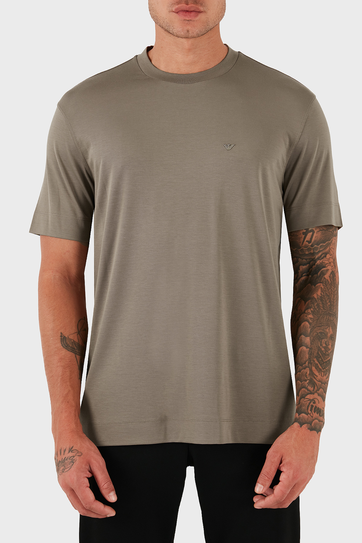 Emporio Armani Logolu Regular Fit Bisiklet Yaka Erkek T Shirt EM002996 AF13721 U6189 BEJ