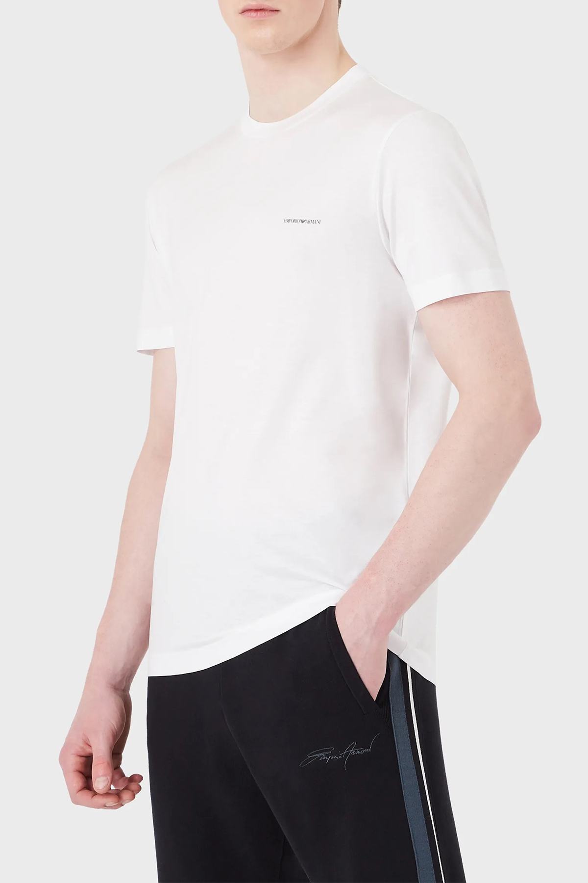 Emporio Armani Logolu Regular Fit Bisiklet Yaka Pamuklu Erkek T Shirt 8N1TD8 1JUVZ 0100 BEYAZ