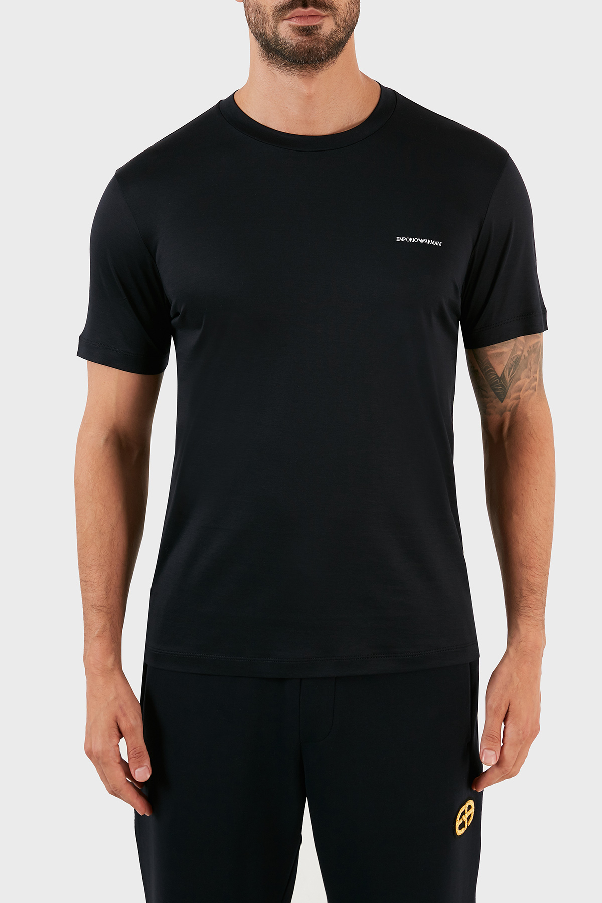 Emporio Armani Logolu Regular Fit Bisiklet Yaka Pamuklu Erkek T Shirt 8N1TD8 1JUVZ 0920 LACİVERT