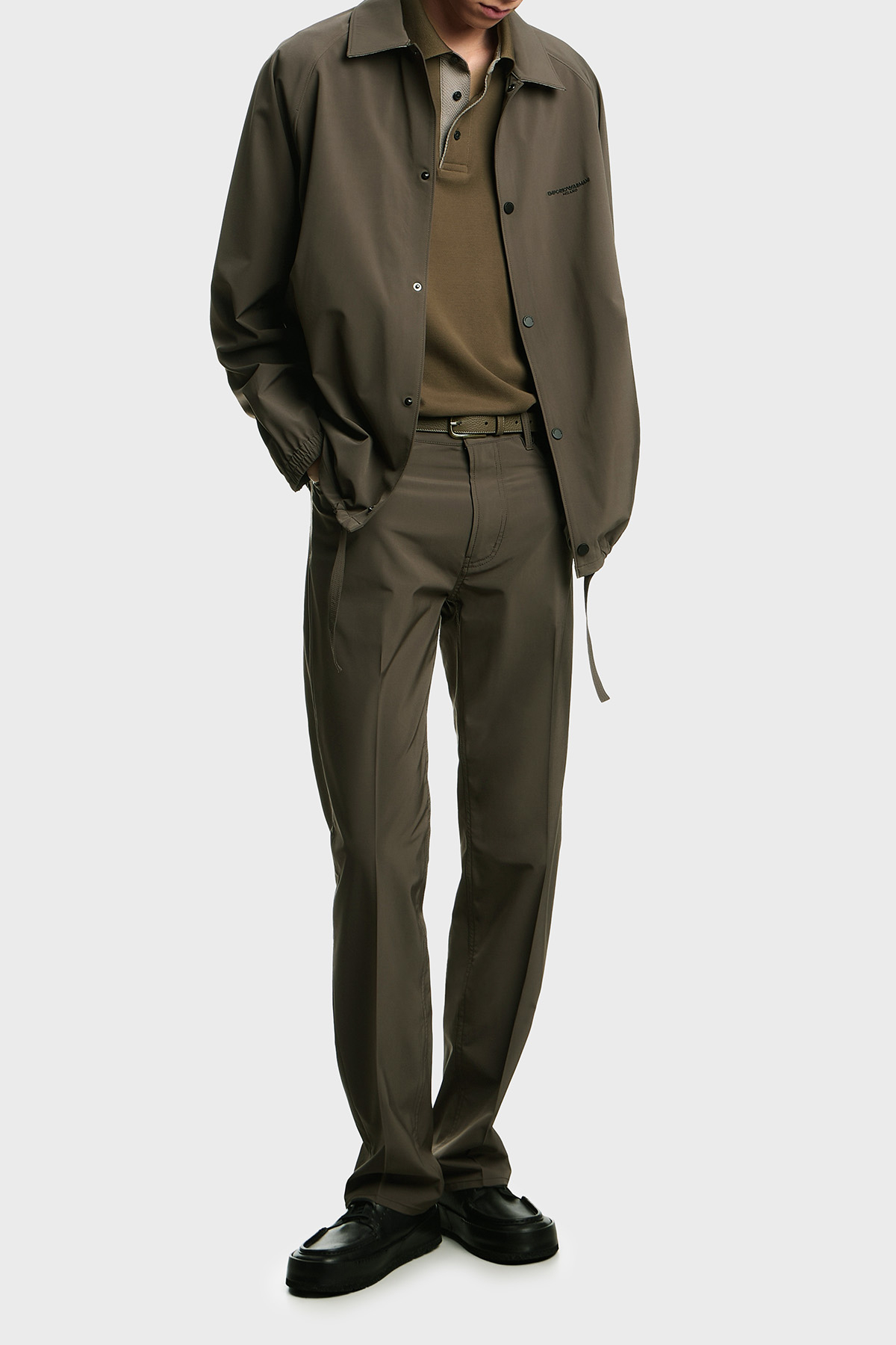 Emporio Armani Logolu Regular Fit Çıtçıt Düğmeli  Klasik Yaka Erkek Mont EM004691 AF21368 U6200 HAKİ