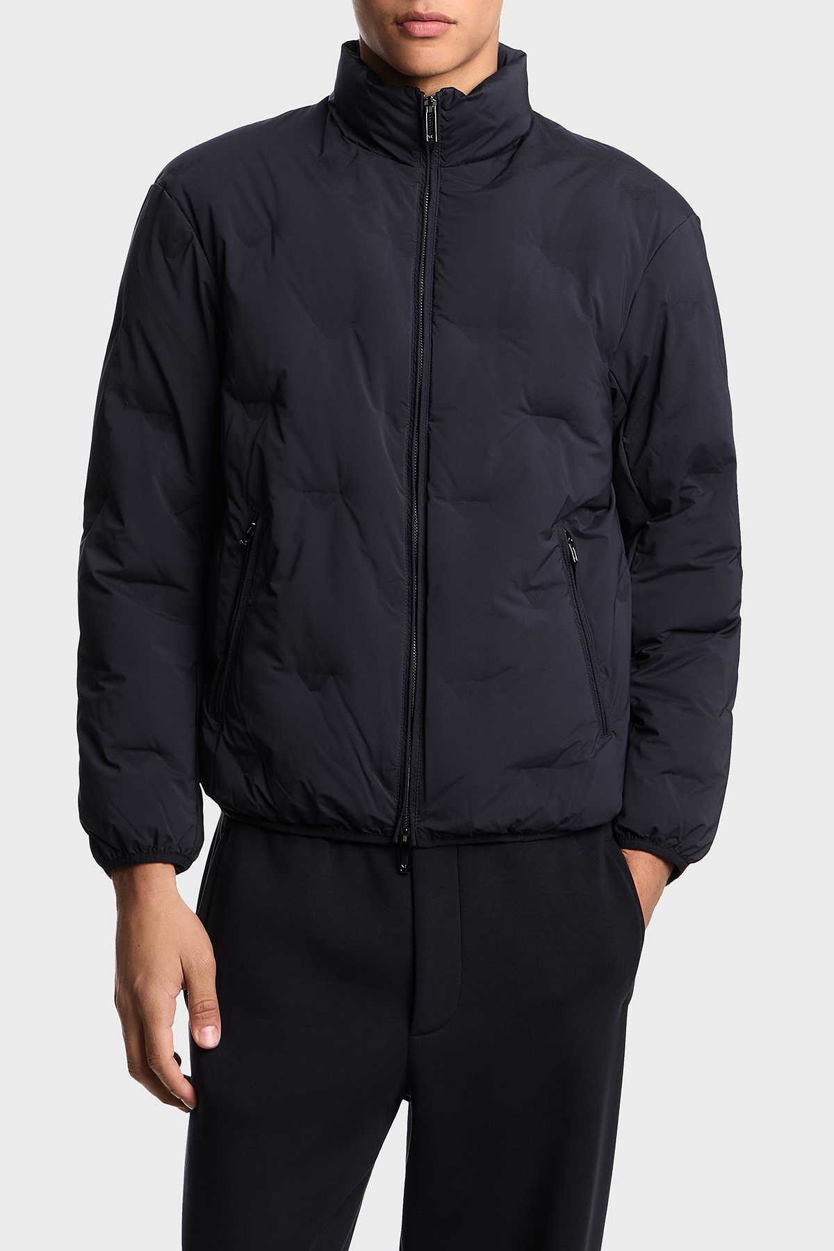 Emporio Armani Logolu Regular Fit Dik Yaka Erkek Mont EM003045 AF18232 UB118 LACİVERT