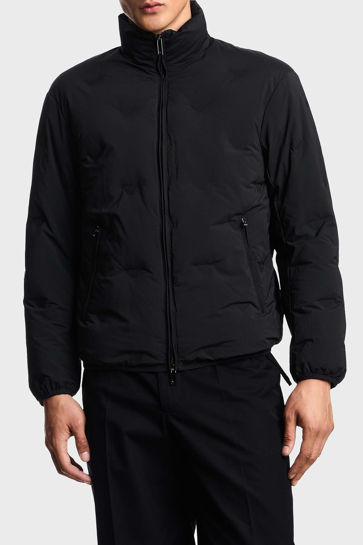 Emporio Armani Logolu Regular Fit Dik Yaka Erkek Mont EM003045 AF18232 UC001 SİYAH