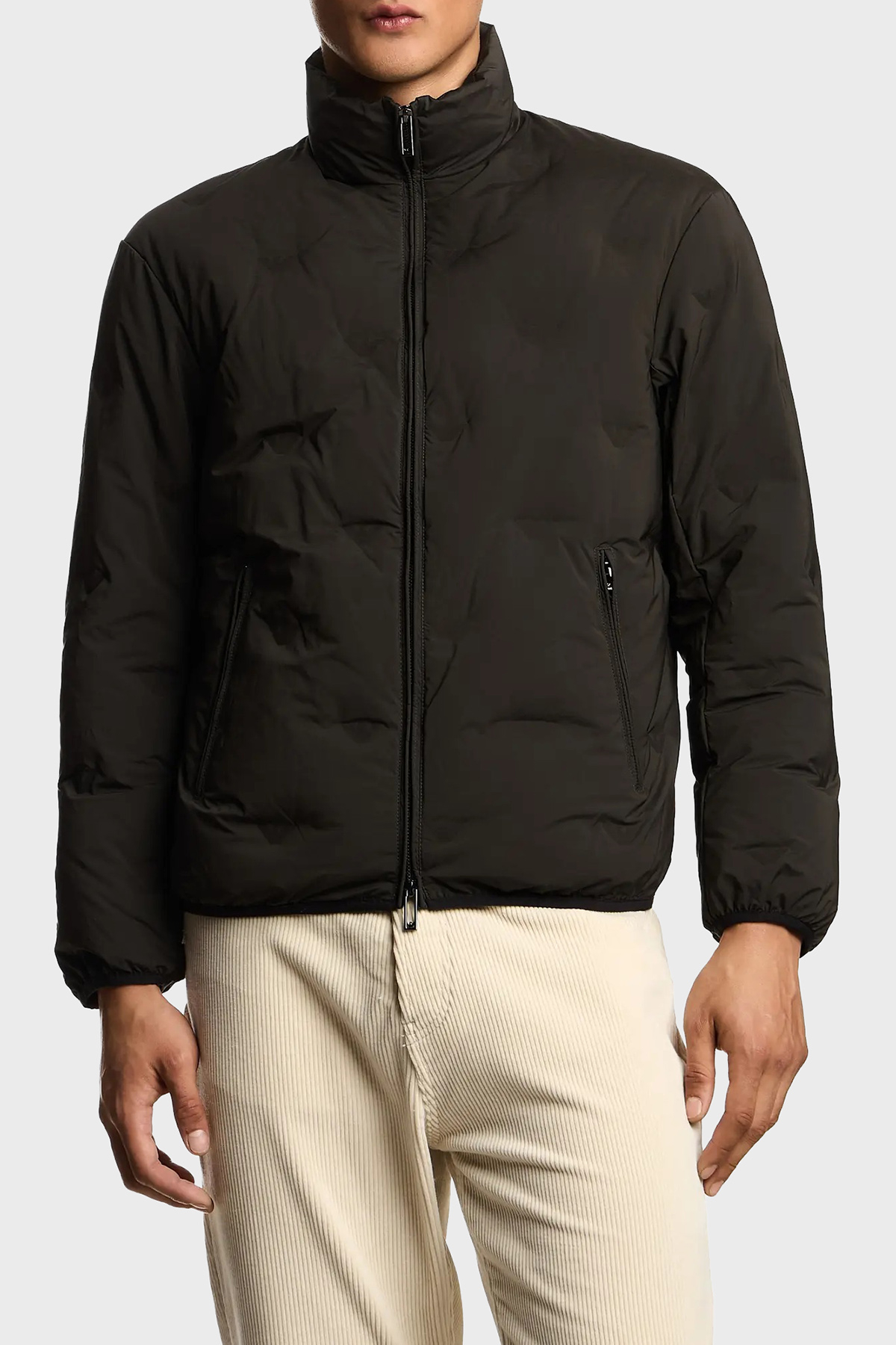 Emporio Armani Logolu Regular Fit Dik Yaka Şişme Erkek Mont EM003045 AF18232 U8120 HAKİ