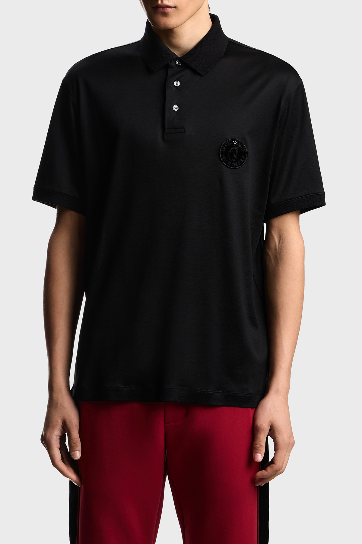 Emporio Armani Logolu Regular Fit Düğmeli Erkek Polo EM005341 AF10017 UC001 SİYAH