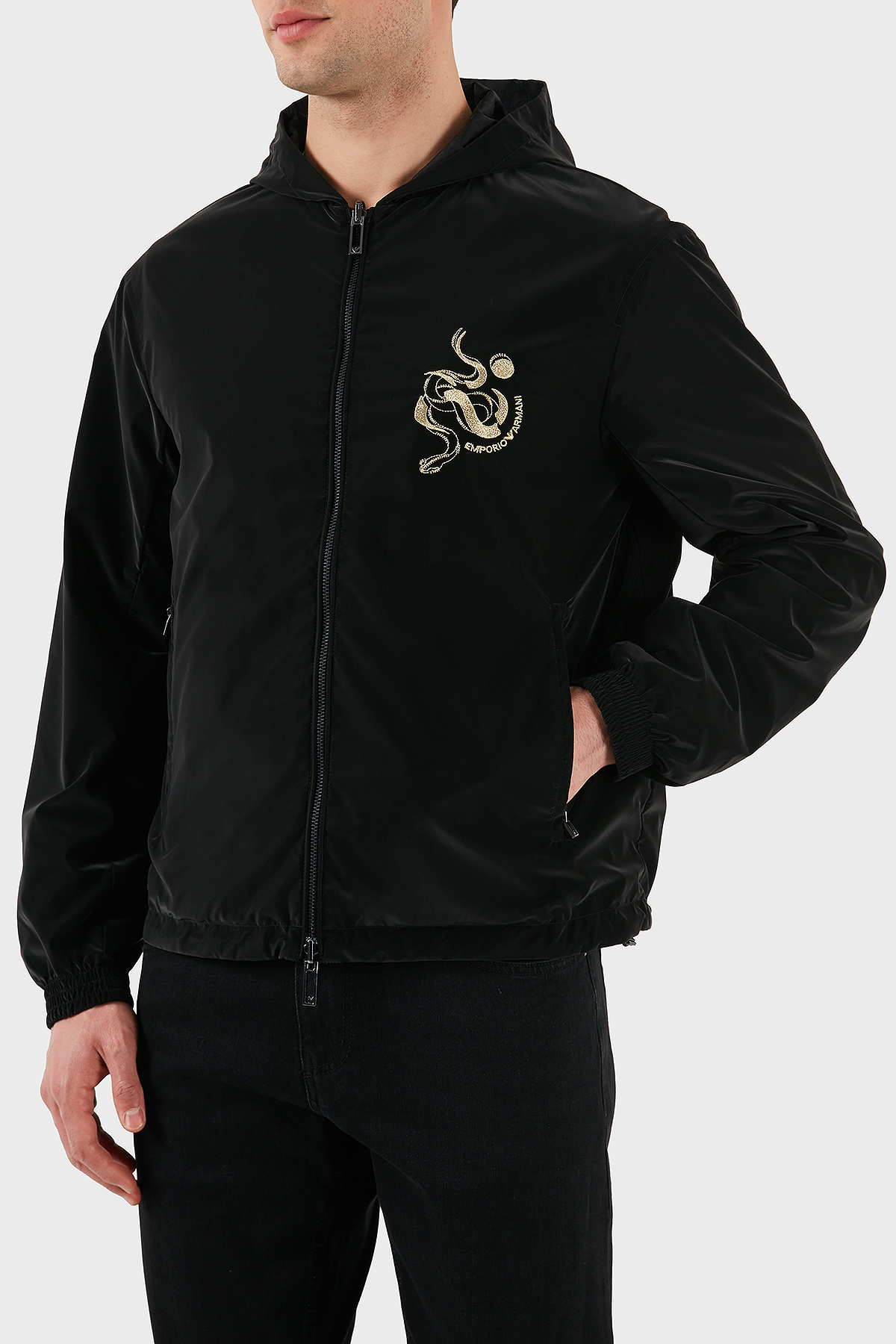 Emporio Armani Logolu Regular Fit Kapüşonlu Çift Taraflı Erkek Ceket EM001310 AF15383 UC001 SİYAH