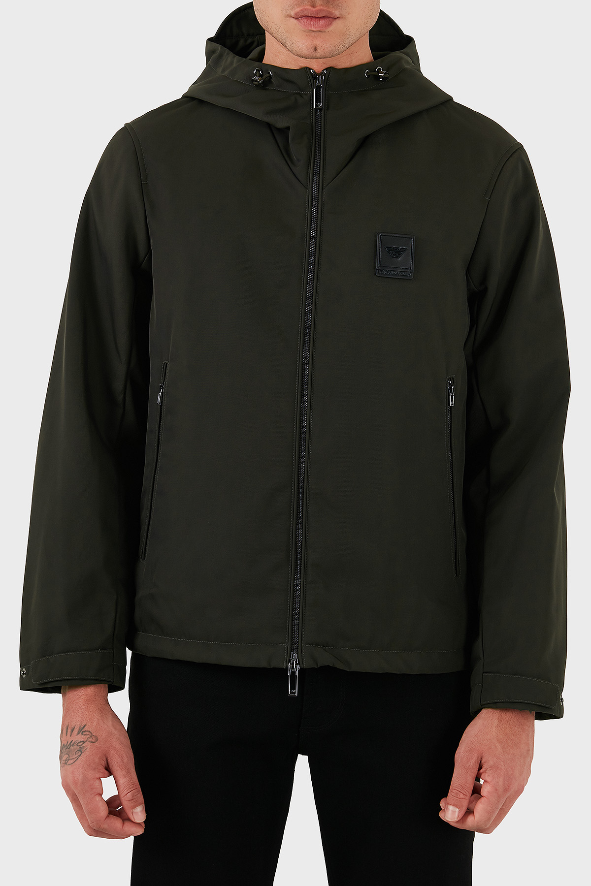 Emporio Armani Logolu Regular Fit Kapüşonlu Erkek Mont EM003417 AF18264 U8120 HAKİ