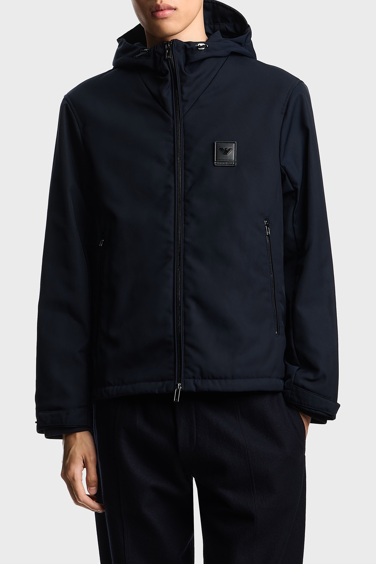 Emporio Armani Logolu Regular Fit Kapüşonlu Erkek Mont EM003417 AF18264 UB118 LACİVERT