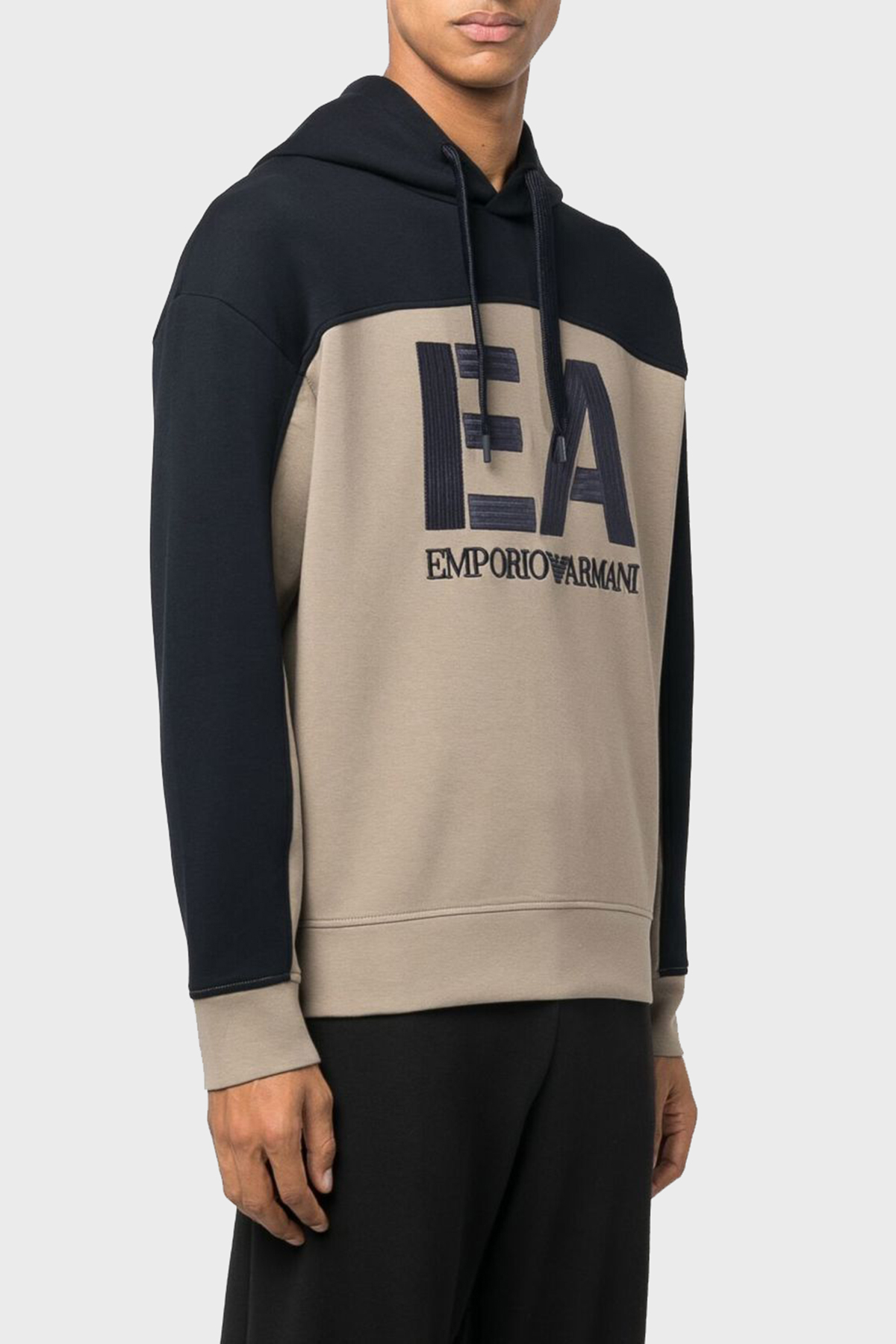 Emporio Armani Logolu Regular Fit Kapüşonlu Pamuklu Erkek Sweat 6L1MB1 1JHSZ 0137 BEJ