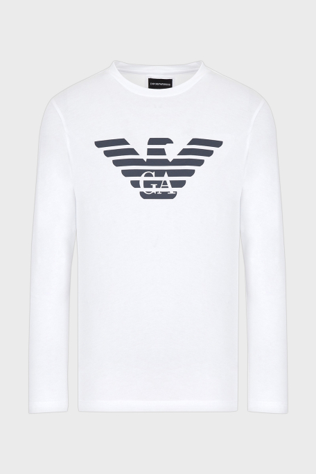 Emporio Armani Logolu Slim Fit Bisiklet Yaka Uzun Kollu Pamuklu