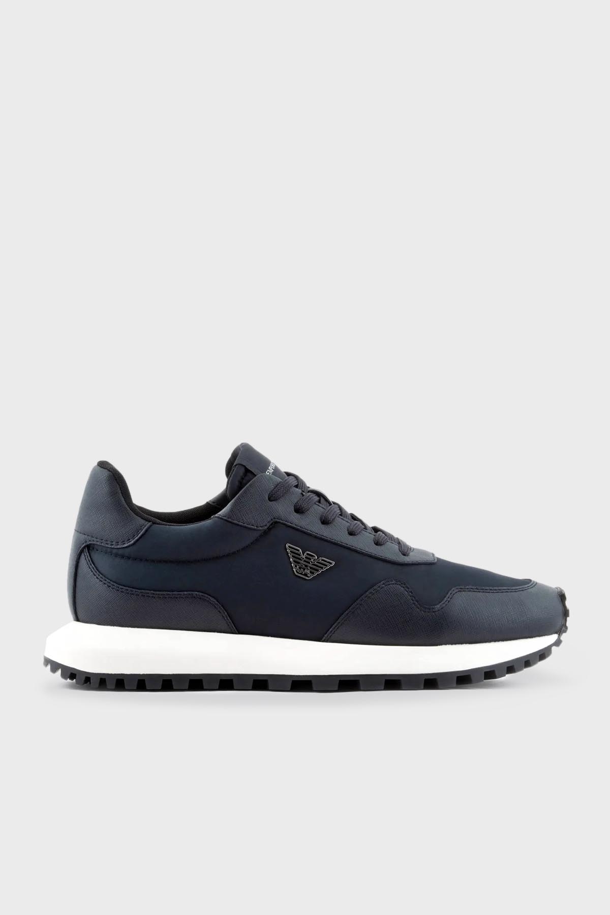 Emporio Armani Logolu Sneaker Erkek Ayakkabı X4X630 XN877 N151 LACİVERT