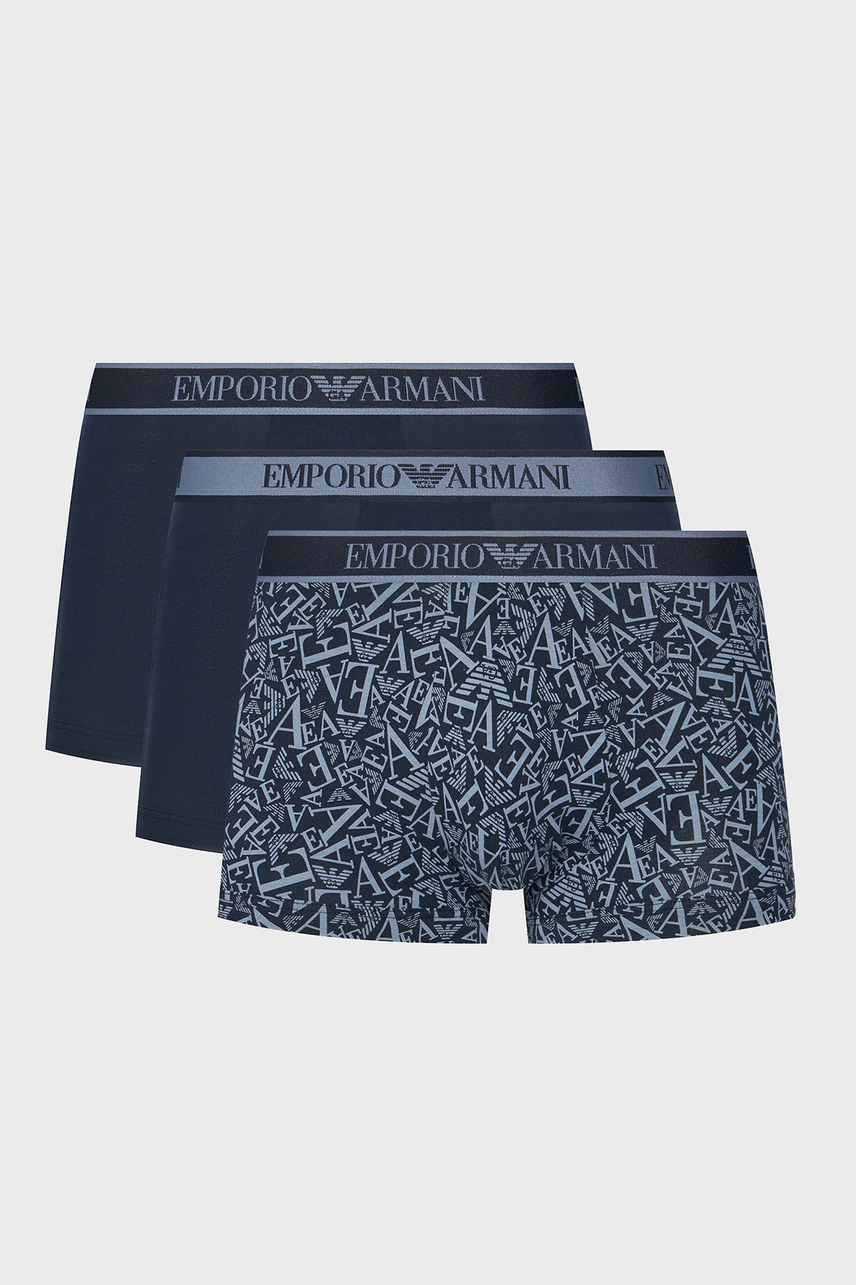 Emporio Armani Logolu Streç Pamuklu 3 Pack Erkek Boxer EM000370 AF10779 MB089 LACİVERT