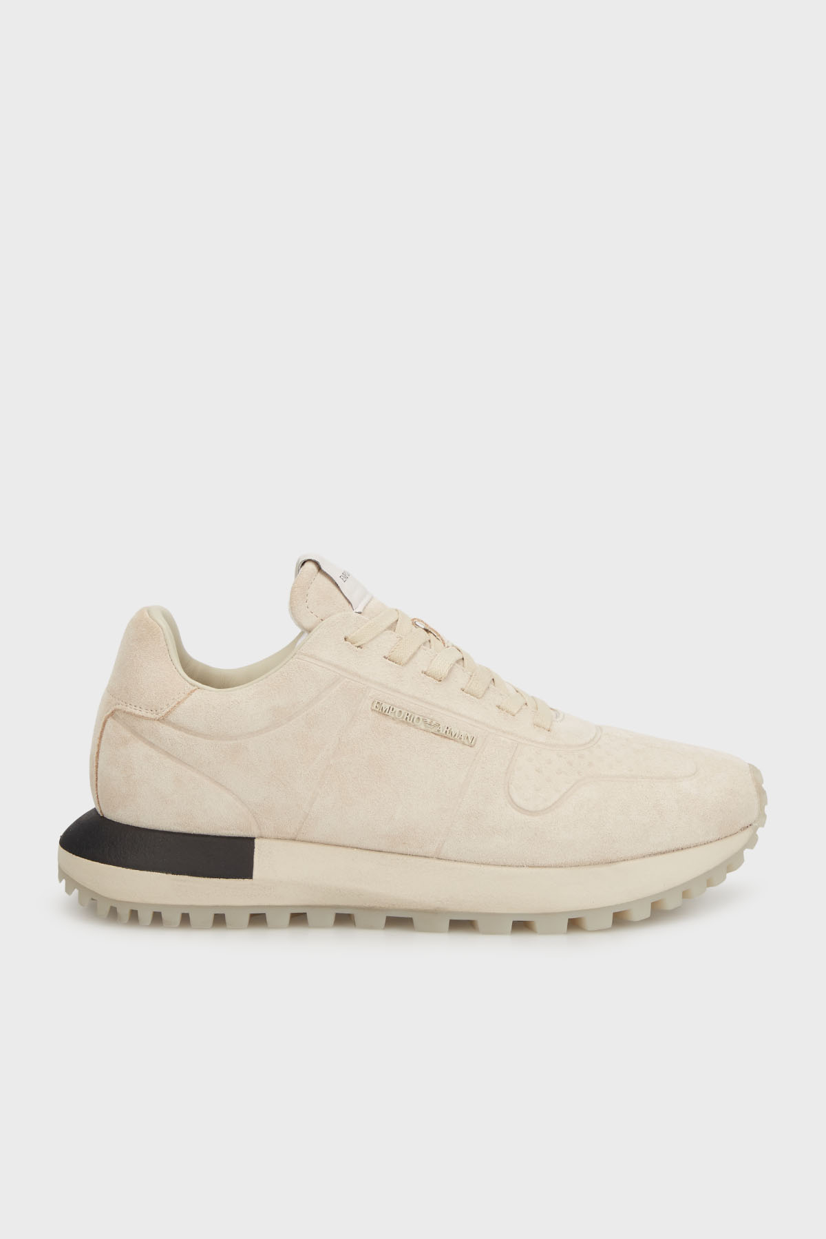 Emporio Armani Logolu Süet Sneaker Erkek Ayakkabı EM003740 AF19728 U0015 EKRU