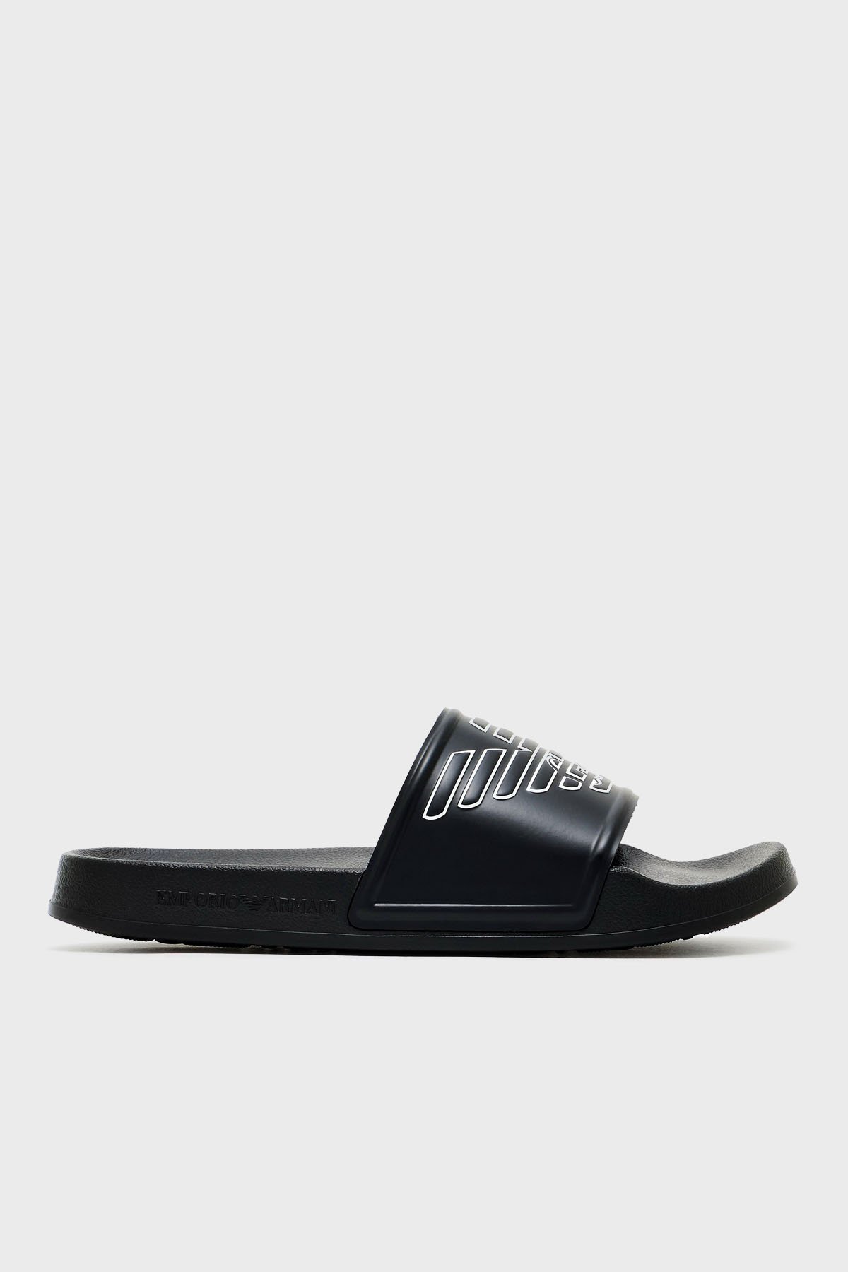 Emporio Armani Logolu Tek Bantlı Unisex Terlik XVPS11 XR273 K485 SİYAH-BEYAZ