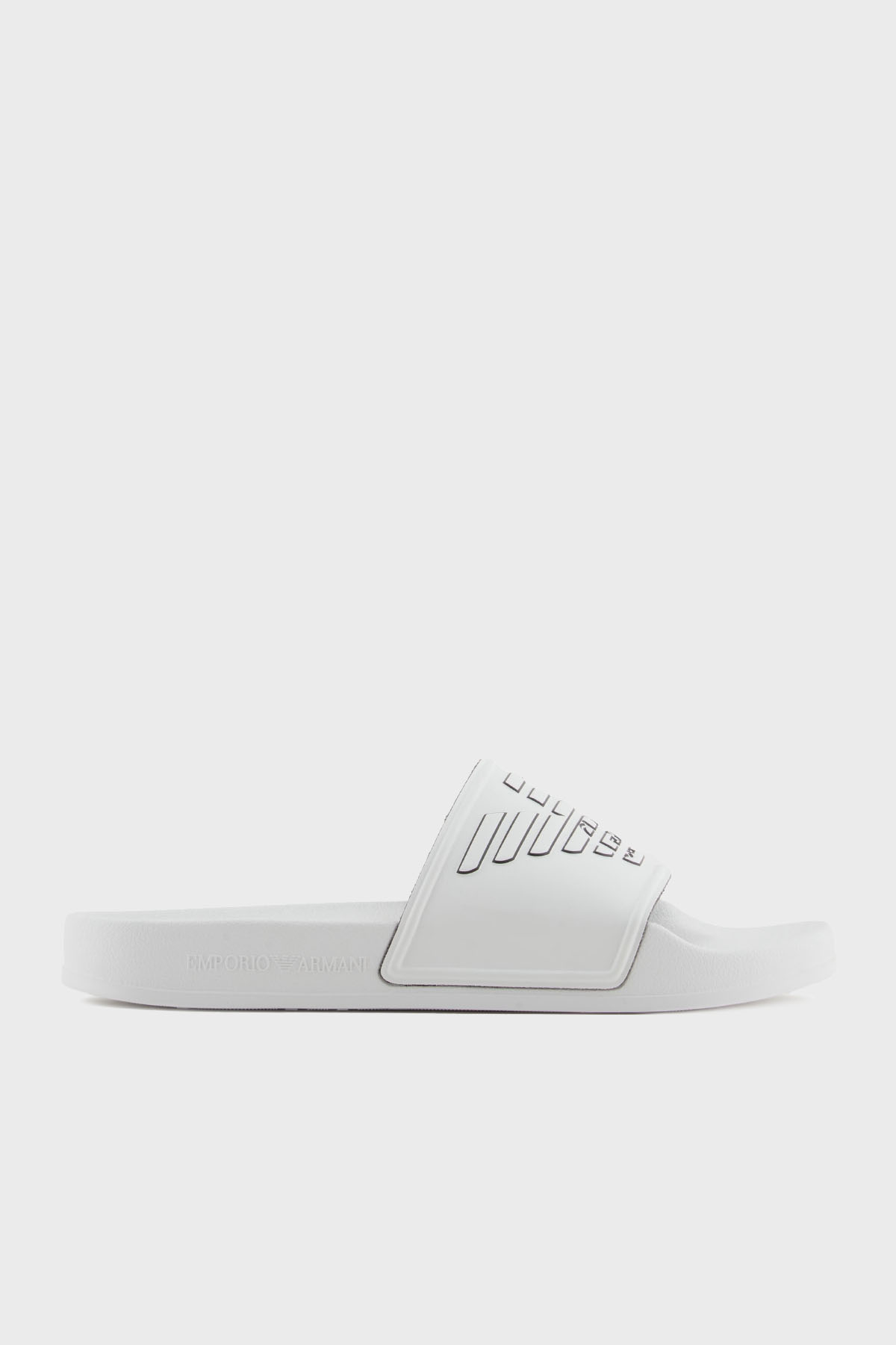 Emporio Armani Logolu Tek Bantlı Unisex Terlik XVPS11 XR273 T680 BEYAZ-SİYAH