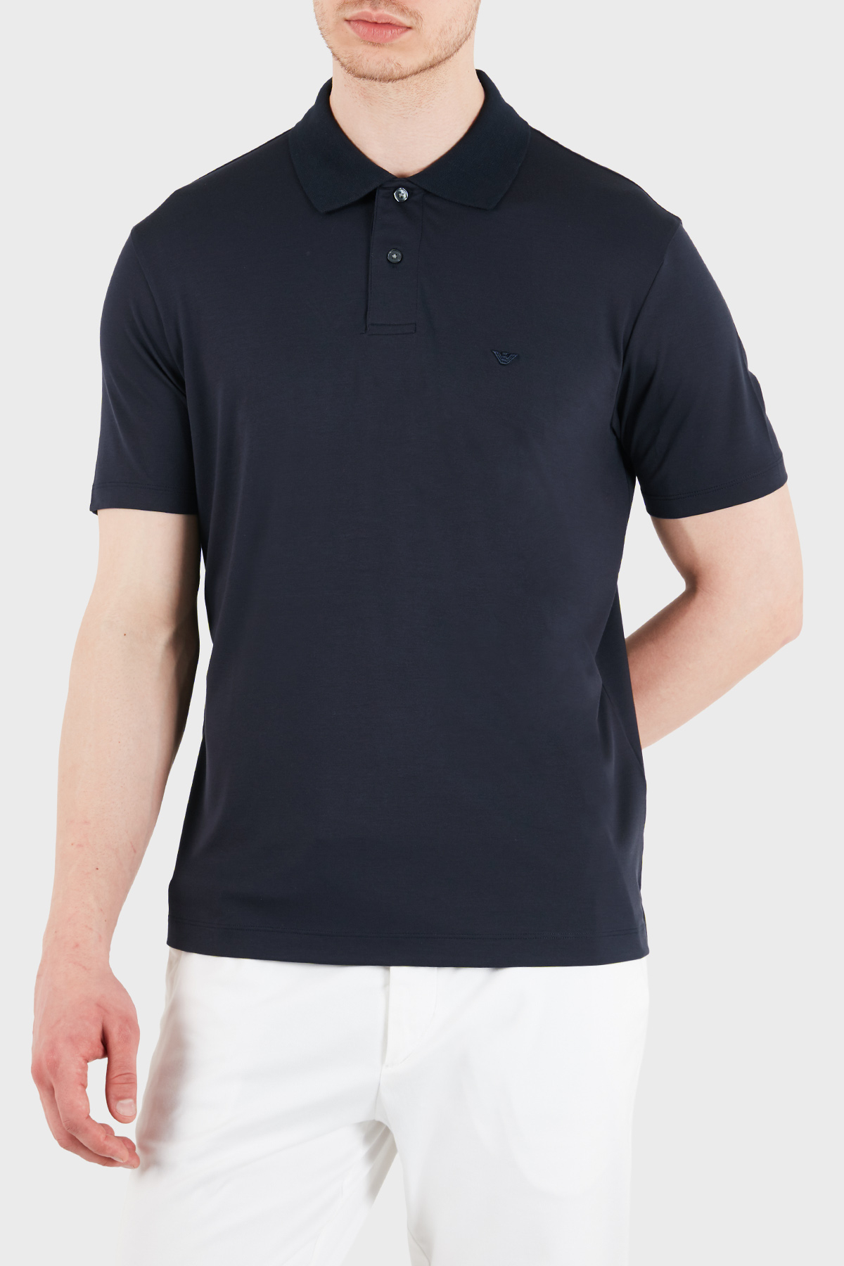 Emporio Armani Modal ve İpek Karışımlı Regular Fit Düğmeli Erkek Polo EM004526 AF13721 UB118 LACİVERT