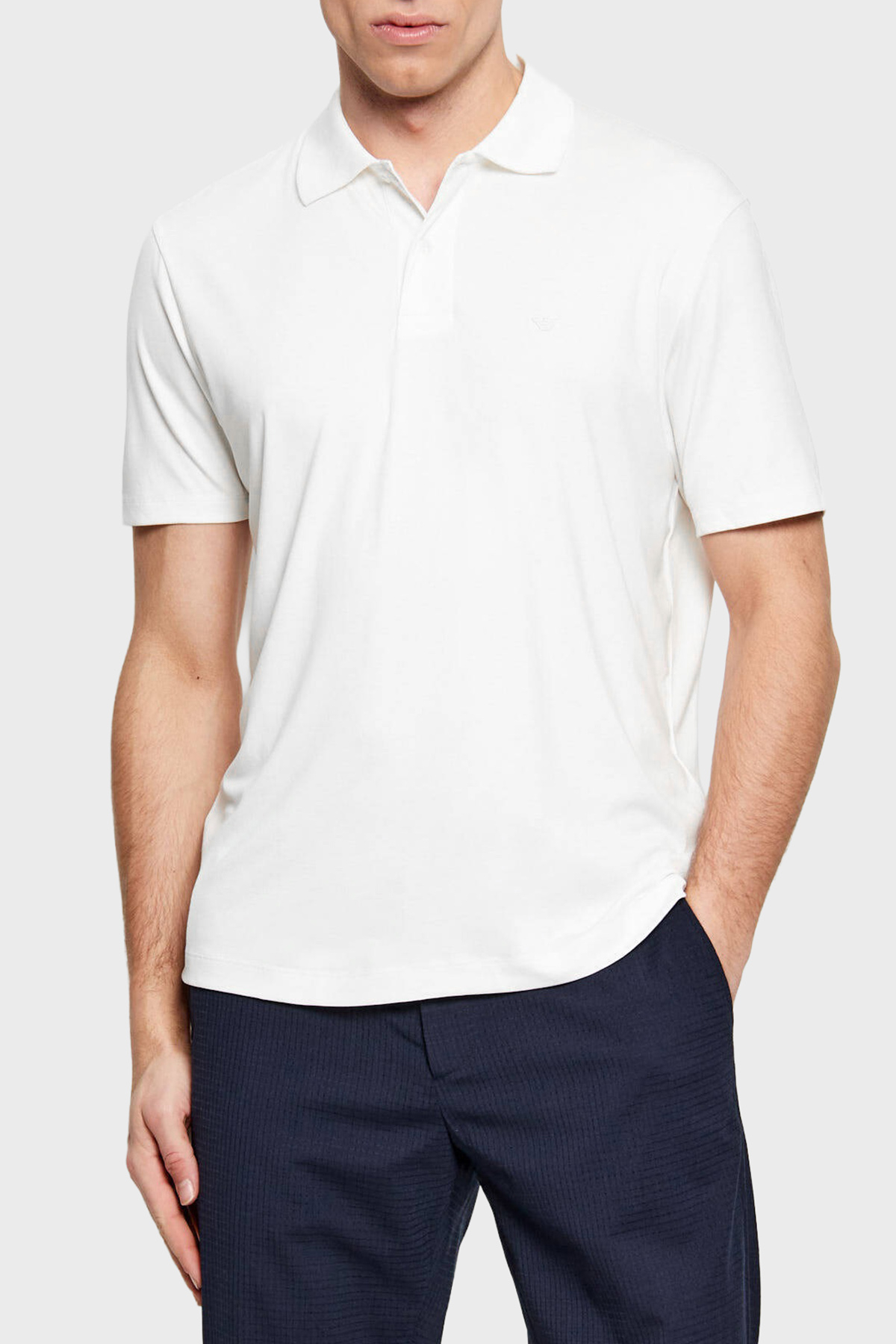 Emporio Armani Modal ve İpek Karışımlı Regular Fit Düğmeli Erkek Polo EM004526 AF13721 U0003 BEYAZ