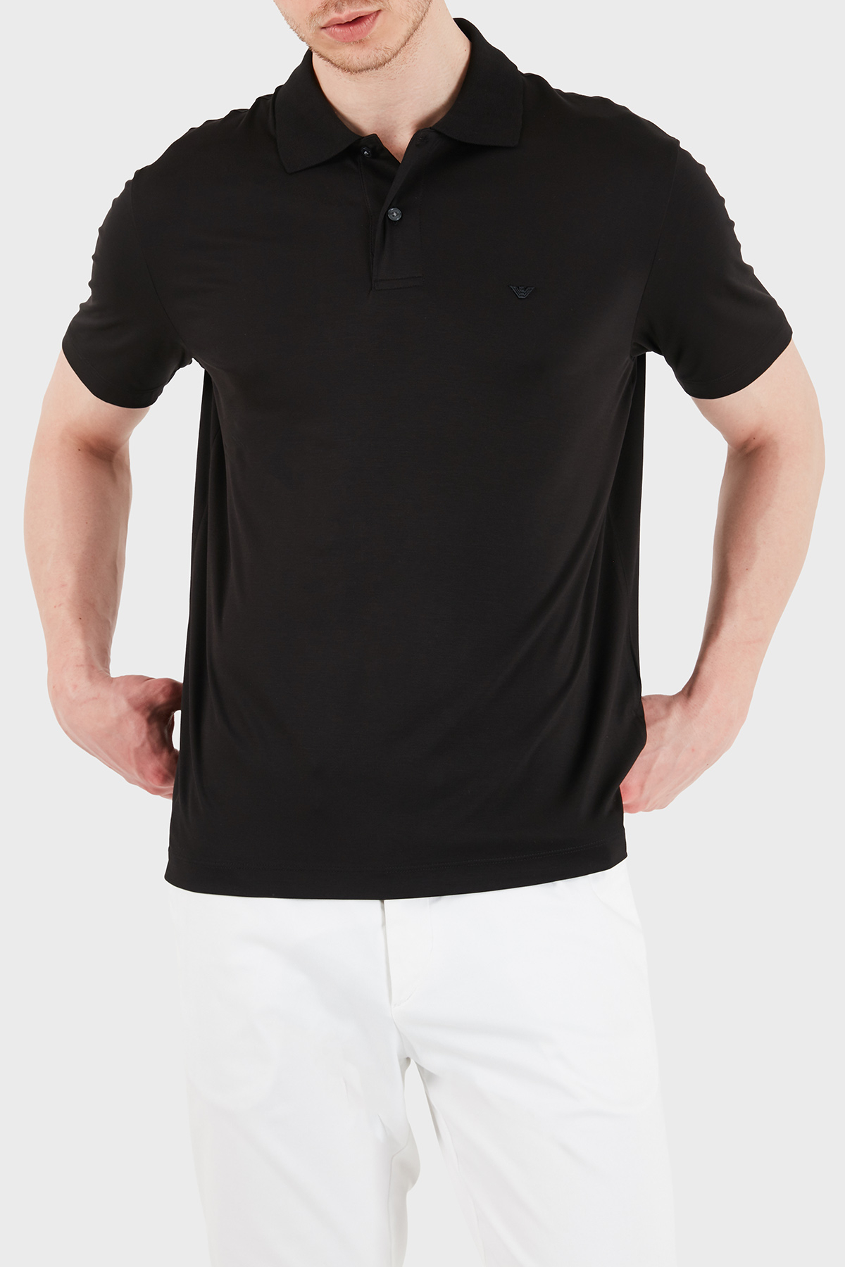 Emporio Armani Modal ve İpek Karışımlı Regular Fit Düğmeli Erkek Polo EM004526 AF13721 UC001 SİYAH