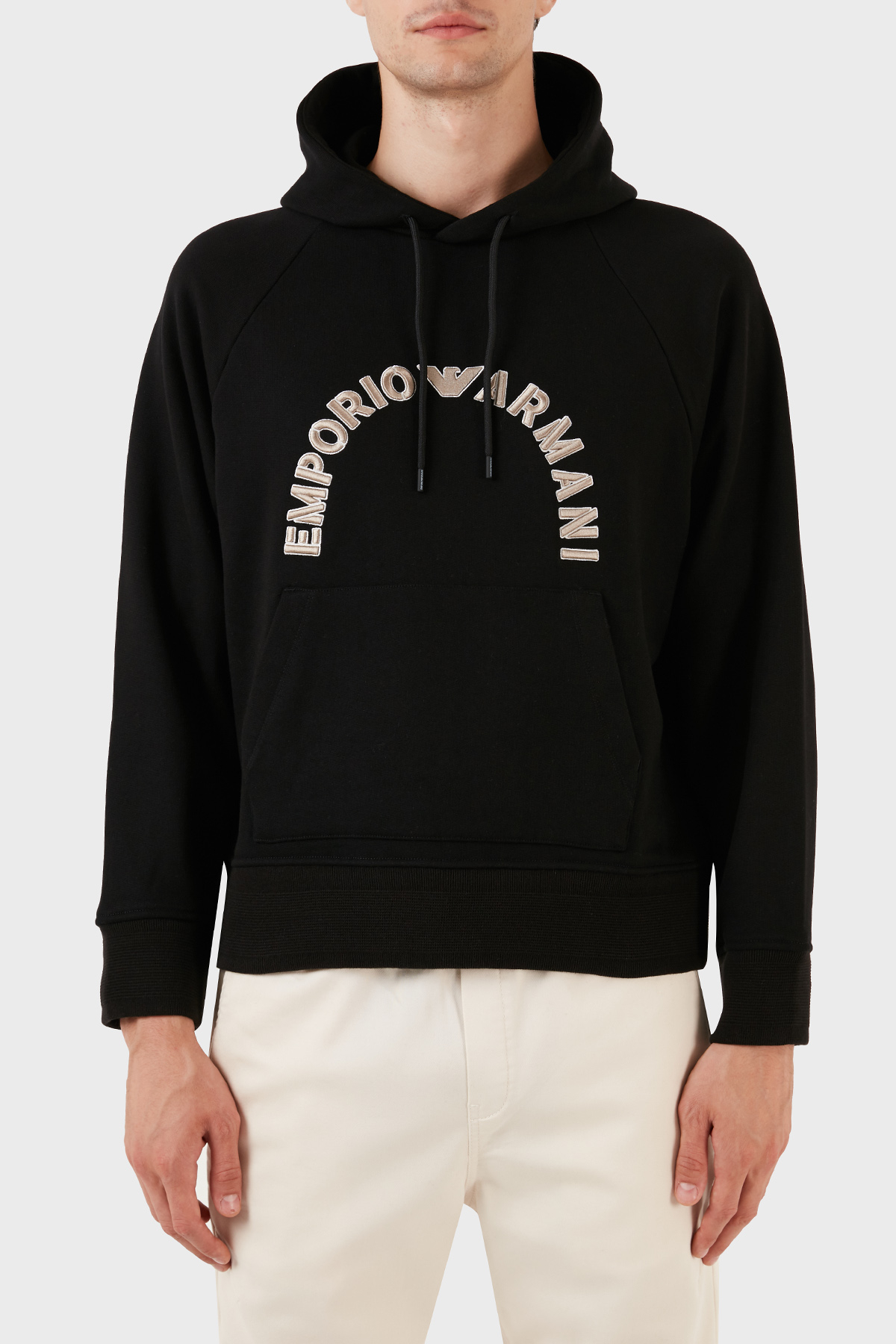 Emporio Armani Nakış İşlemeli Logolu Kapüşonlu Cepli Regular Fit Pamuklu Erkek Sweat 6R1ME9 1JWPZ 00C5 SİYAH