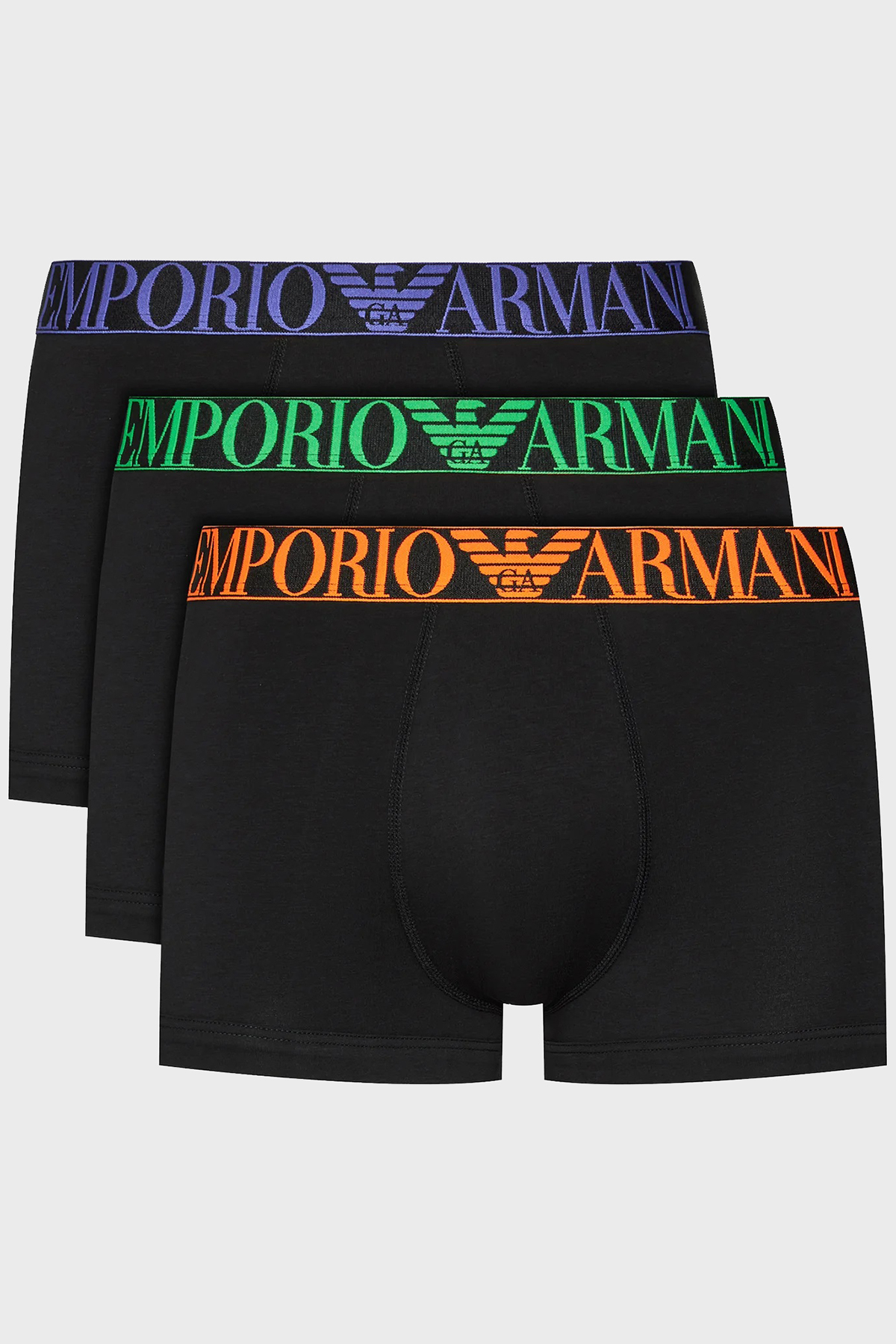 Emporio Armani Organik Pamuklu Esnek 3 Pack Erkek Boxer 111357 4R726 29821 Turuncu-Mor-Yeşil