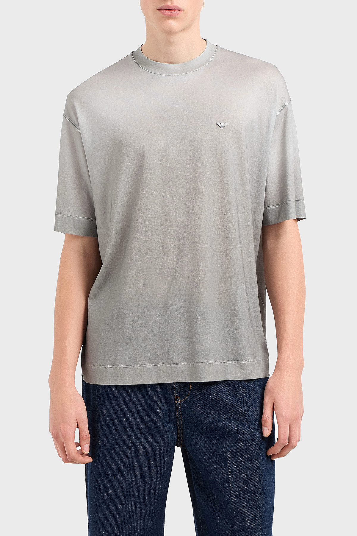 Emporio Armani Oversize Fit Bisiklet Yaka Logolu Erkek T Shirt EM001116 AF10017 F8104 GRİ
