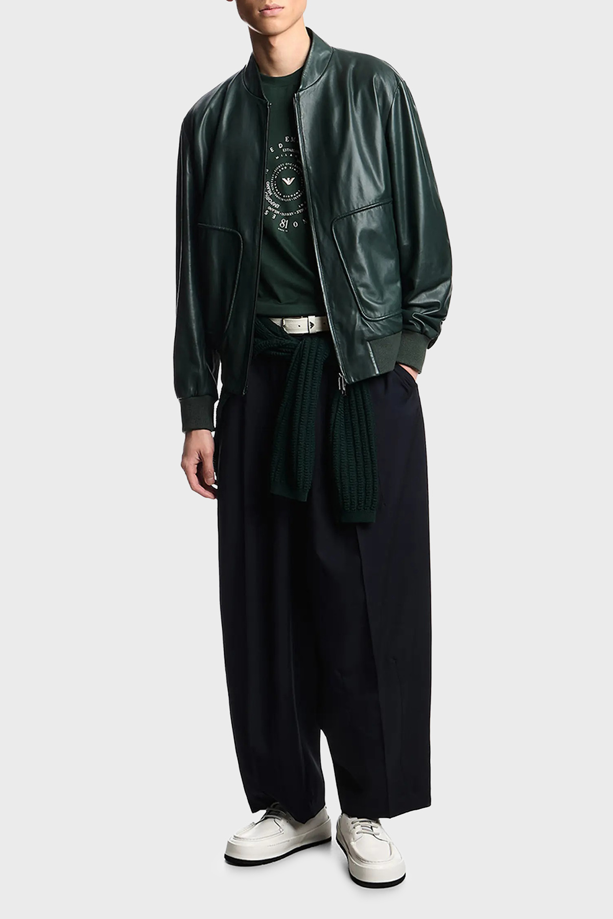 Emporio Armani Pamuk Karışımlı Baskılı Bisiklet Yaka Erkek T Shirt EM004995 AF13747 U7263 HAKİ