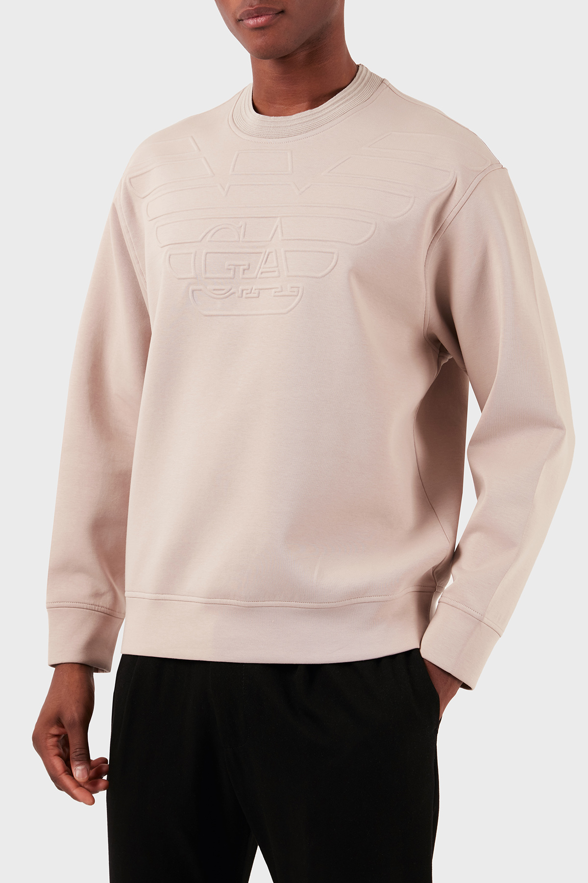 Emporio Armani Pamuk Karışımlı Bisiklet Yaka Regular Fit Erkek Sweat 3D1MDX 1JHSZ 0178 BEJ
