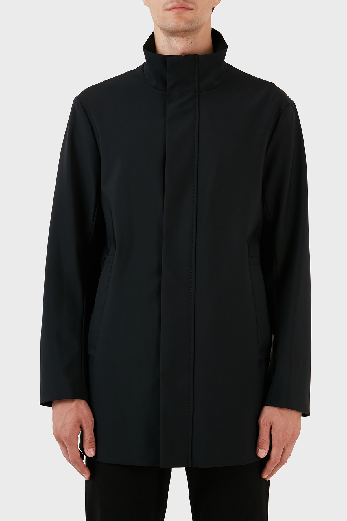 Emporio Armani Pamuk Karışımlı Dik Yaka Regular Fit Erkek Trençkot 8N1L81 1NZAZ 0999 SİYAH