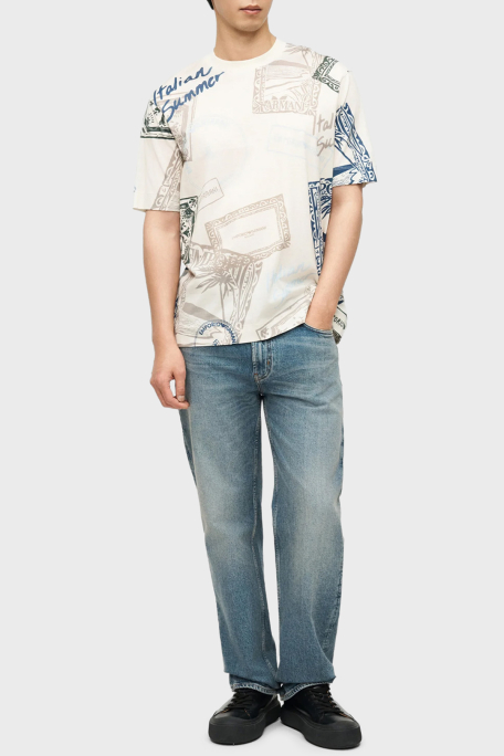 Emporio Armani Pamuk Karışımlı Regular Fit Baskılı Bisiklet Yaka