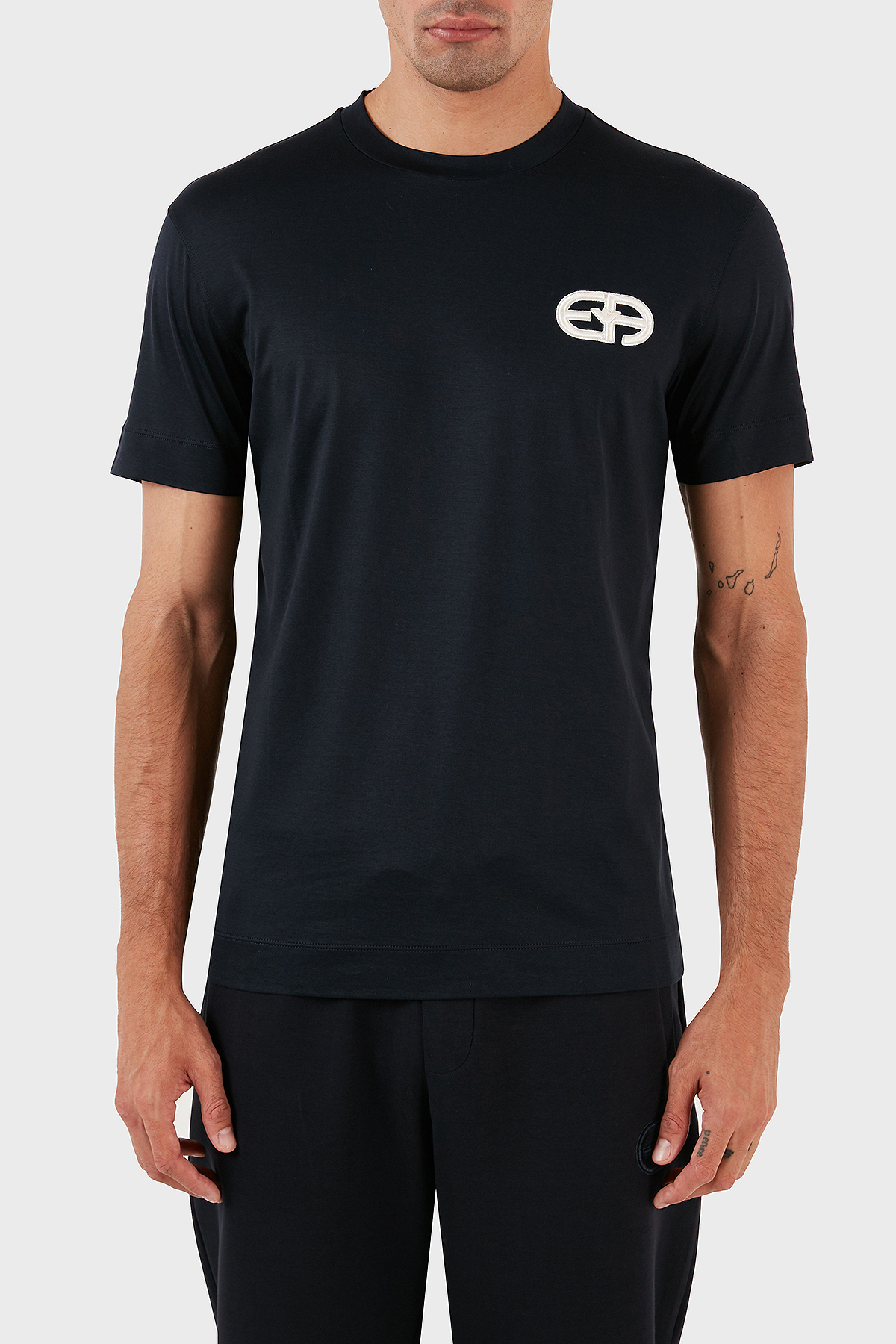 Emporio Armani Pamuk Karışımlı Regular Fit Bisiklet Yaka Erkek T Shirt 8N1TF5 1JUVZ 0920 LACİVERT