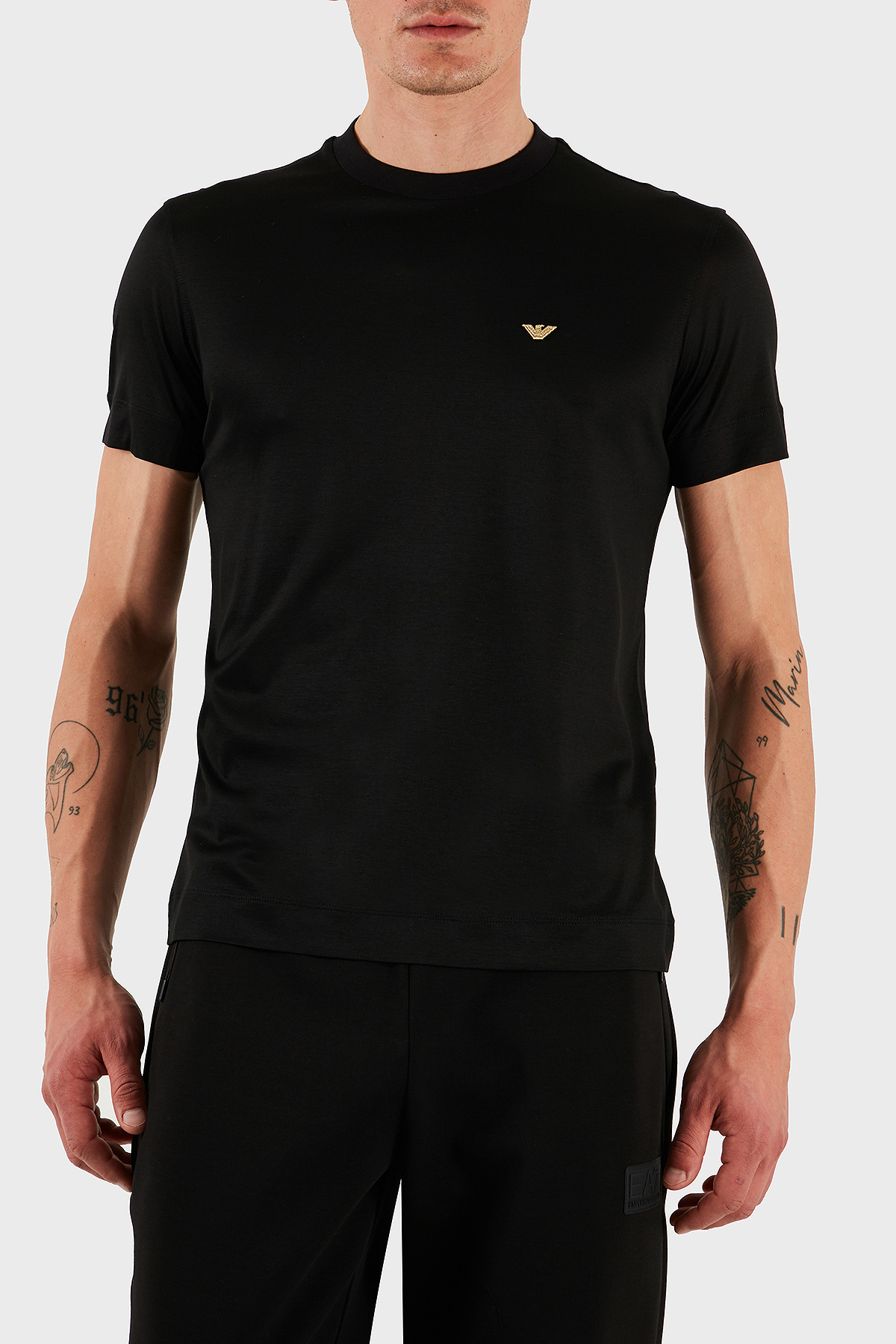 Emporio Armani Pamuk Karışımlı Regular Fit Bisiklet Yaka Erkek T Shirt EM001702 AF10017 MC184 SİYAH