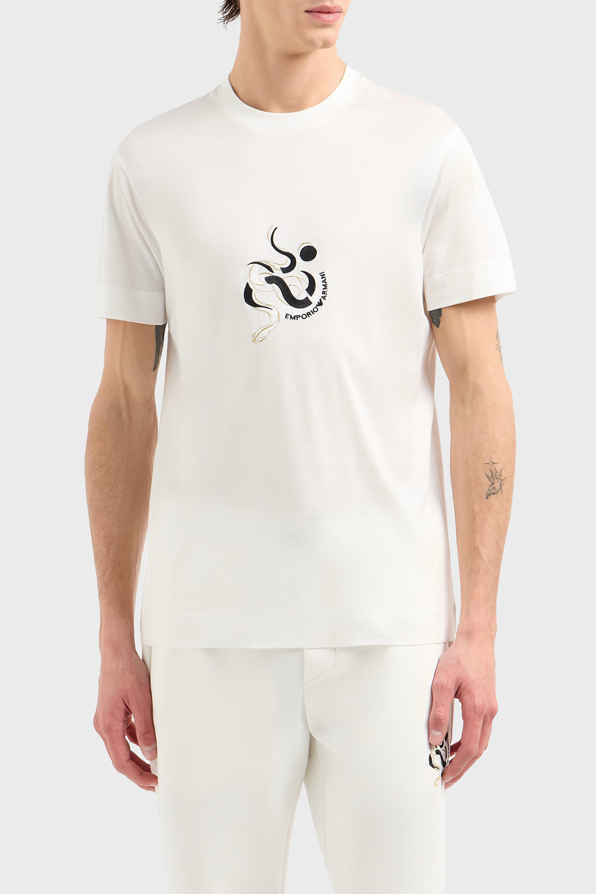 Emporio Armani Pamuk Karışımlı Regular Fit Bisiklet Yaka Erkek T Shirt EM001702 AF10017 U0003 BEYAZ