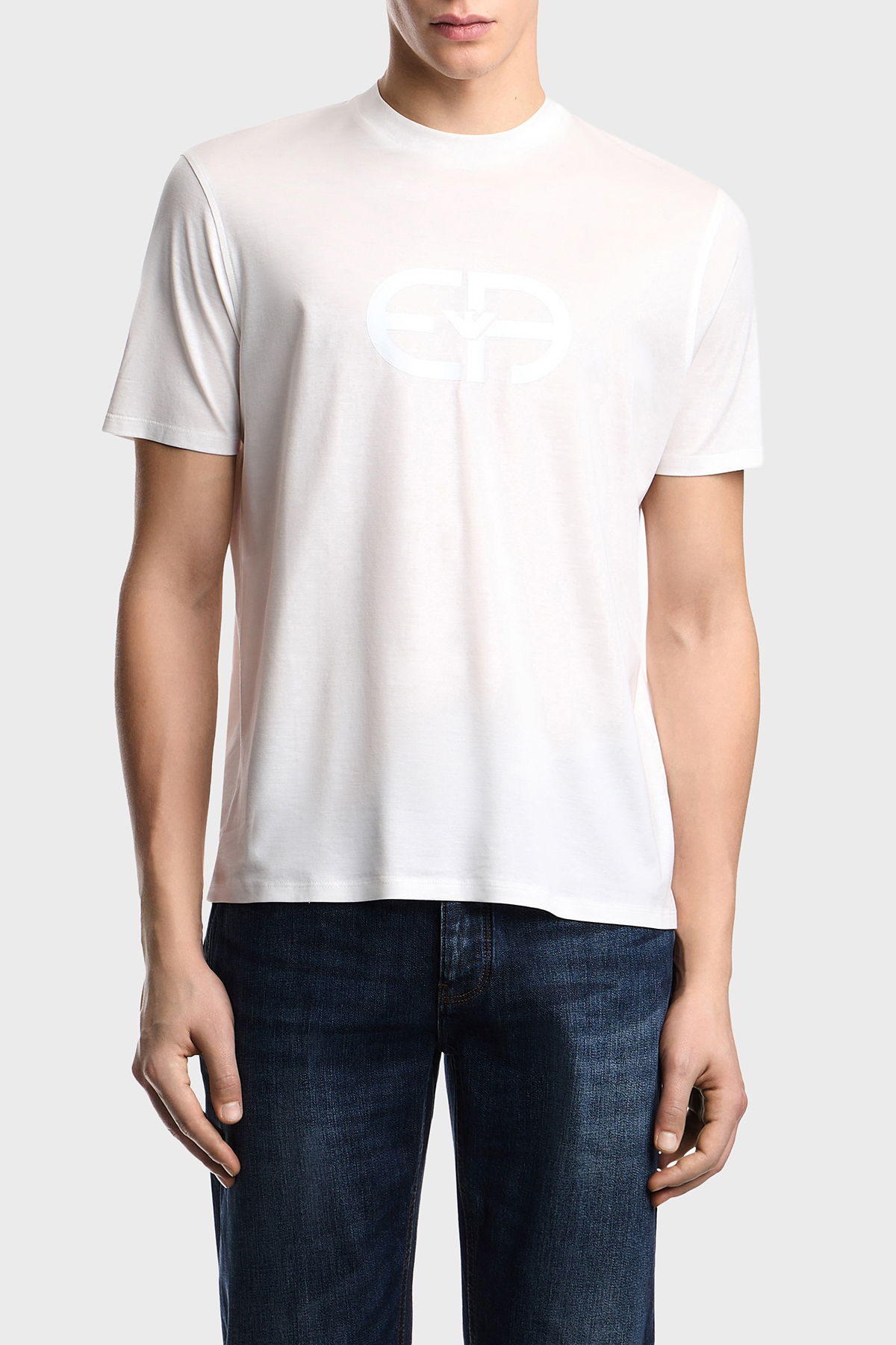 Emporio Armani Pamuk Karışımlı Regular Fit Bisiklet Yaka Erkek T Shirt EM004581 AF10017 U0003 BEYAZ