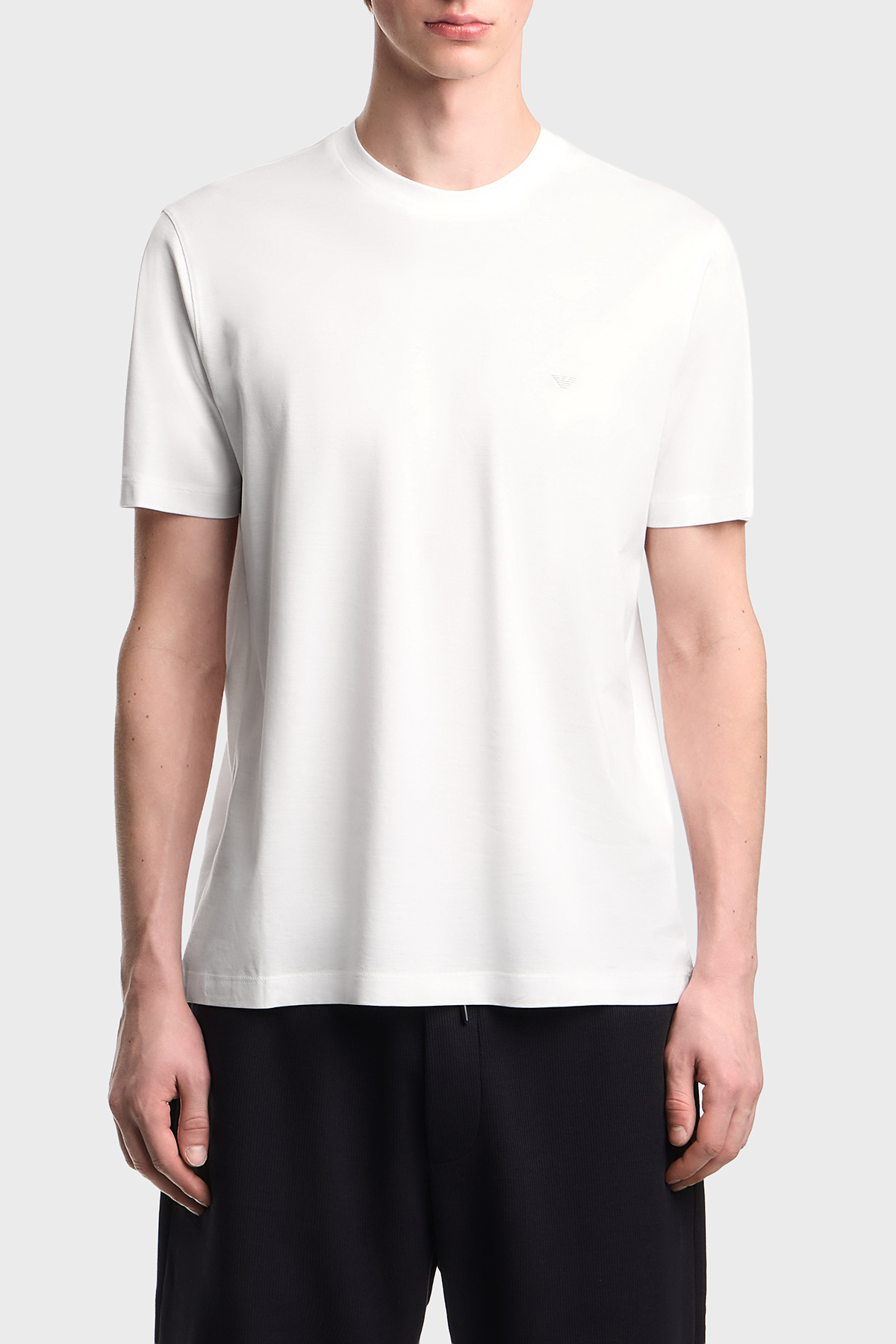 Emporio Armani Pamuk Karışımlı Regular Fit Bisiklet Yaka Erkek T Shirt EM005491 AF24839 U0003 BEYAZ