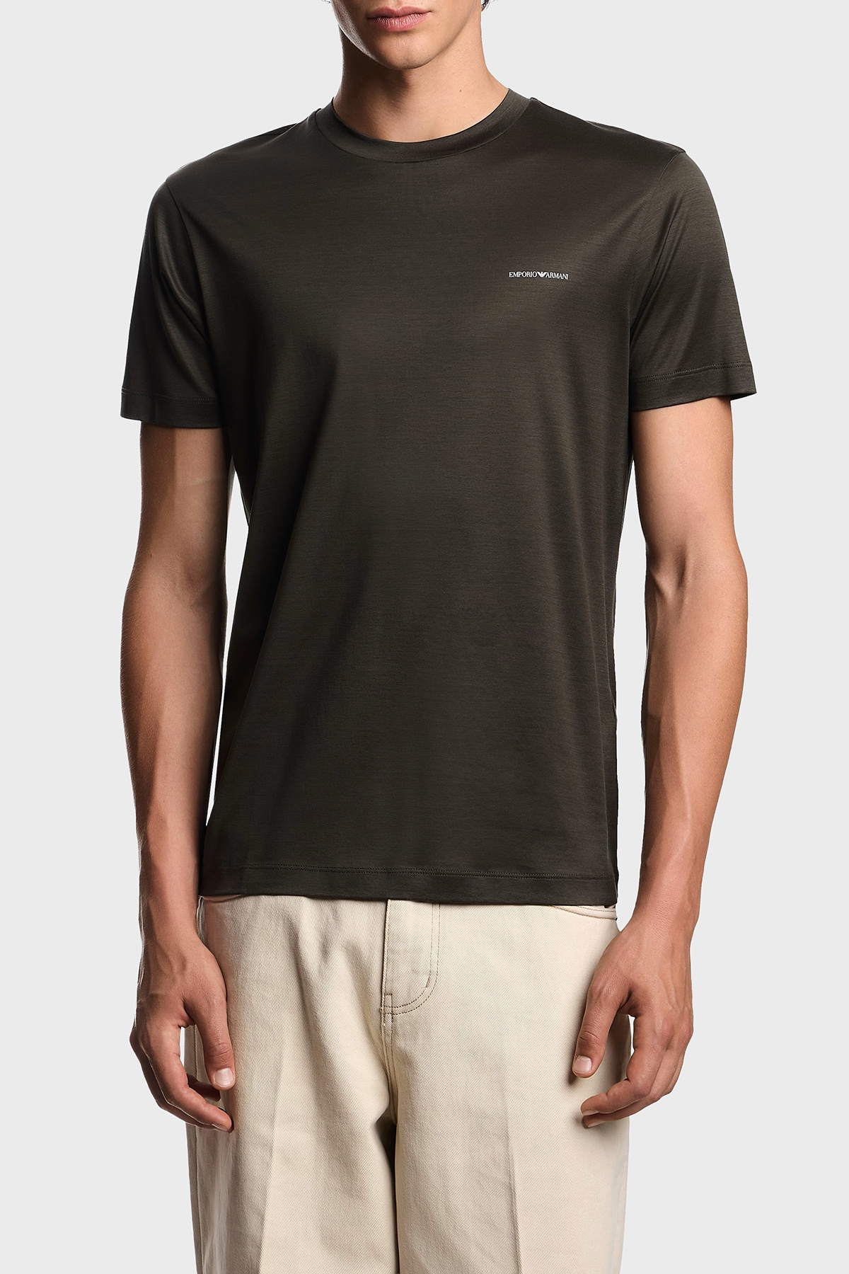 Emporio Armani Pamuk Karışımlı Regular Fit Bisiklet Yaka Logolu Erkek T Shirt 8N1TD8 1JUVZ U8120 YEŞİL