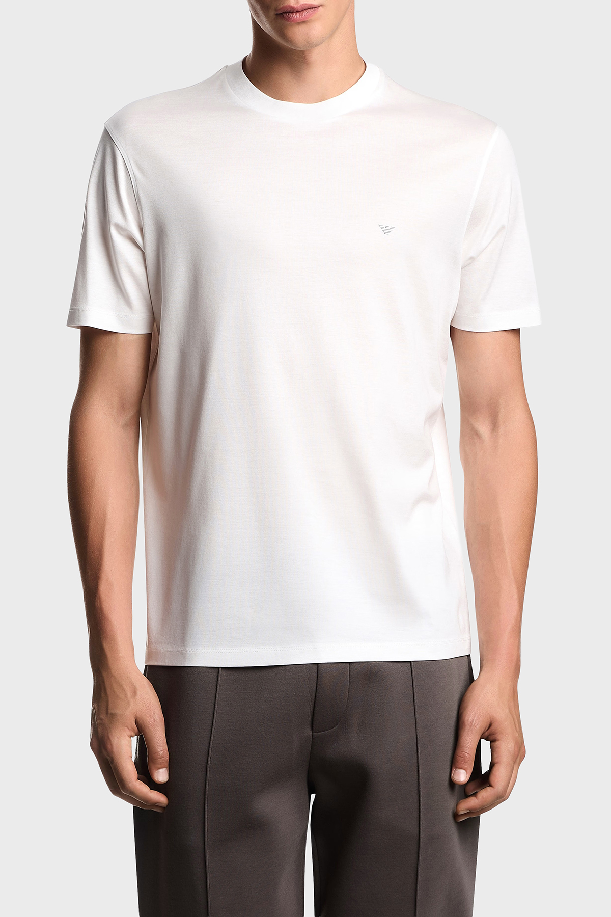 Emporio Armani Pamuk Karışımlı Regular Fit Bisiklet Yaka Logolu Erkek T Shirt EM003137 AF10761 U0003 BEYAZ