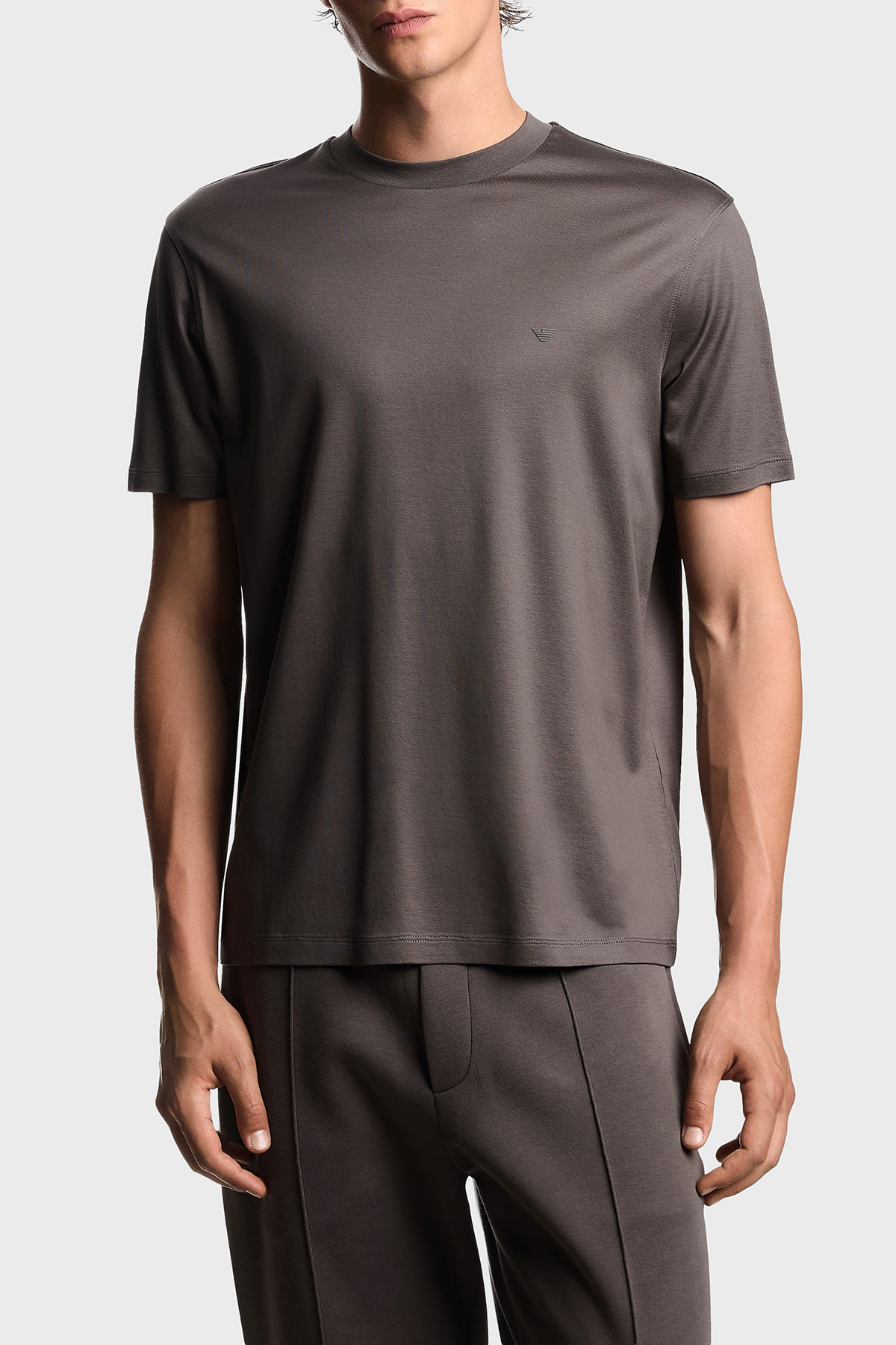 Emporio Armani Pamuk Karışımlı Regular Fit Bisiklet Yaka Logolu Erkek T Shirt EM003137 AF10761 U8143 ANTRASİT