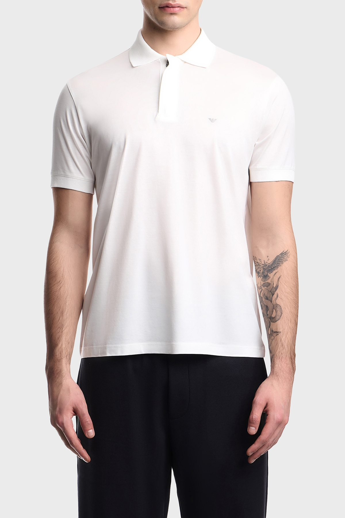 Emporio Armani Pamuk Karışımlı Regular Fit Düğmeli Erkek Polo EM005492 AF24839 U0003 BEYAZ