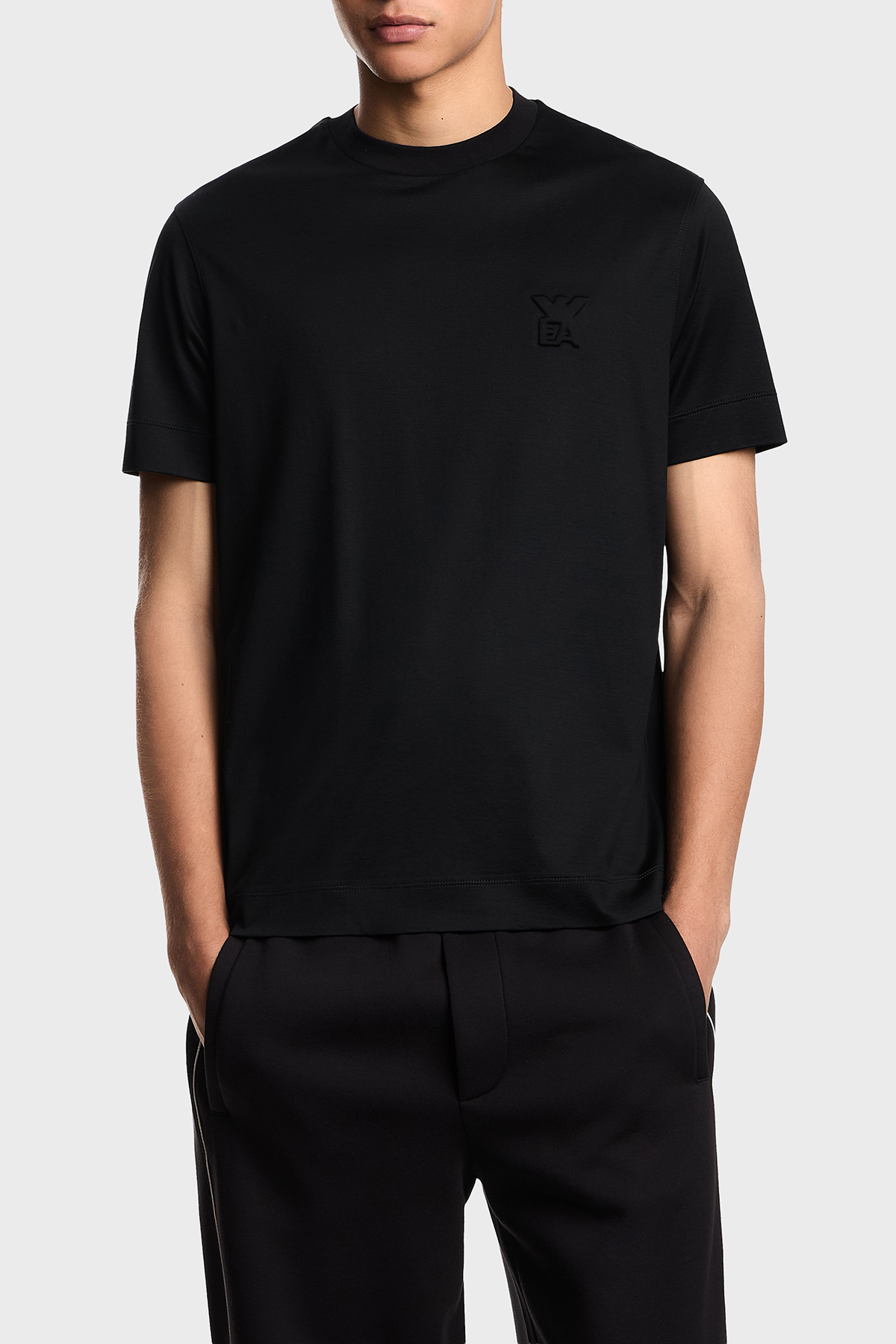 Emporio Armani Pamuk Karışımlı Regular Fit Logolu Bisiklet Yaka Erkek T Shirt EM002963 AF10761 UC001 SİYAH