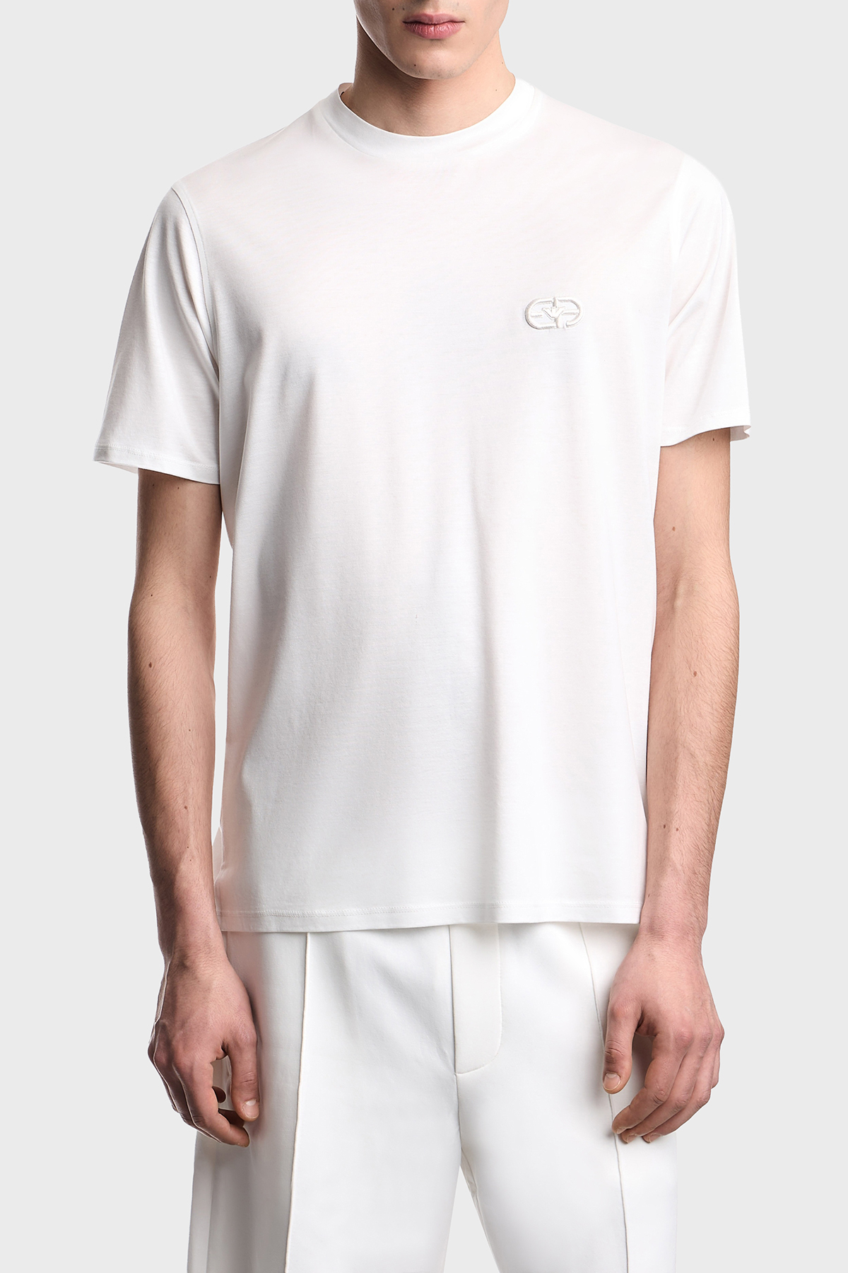 Emporio Armani Pamuk Karışımlı Regular Fit Logolu Bisiklet Yaka Erkek T Shirt EM004585 AF10017 U0003 BEYAZ