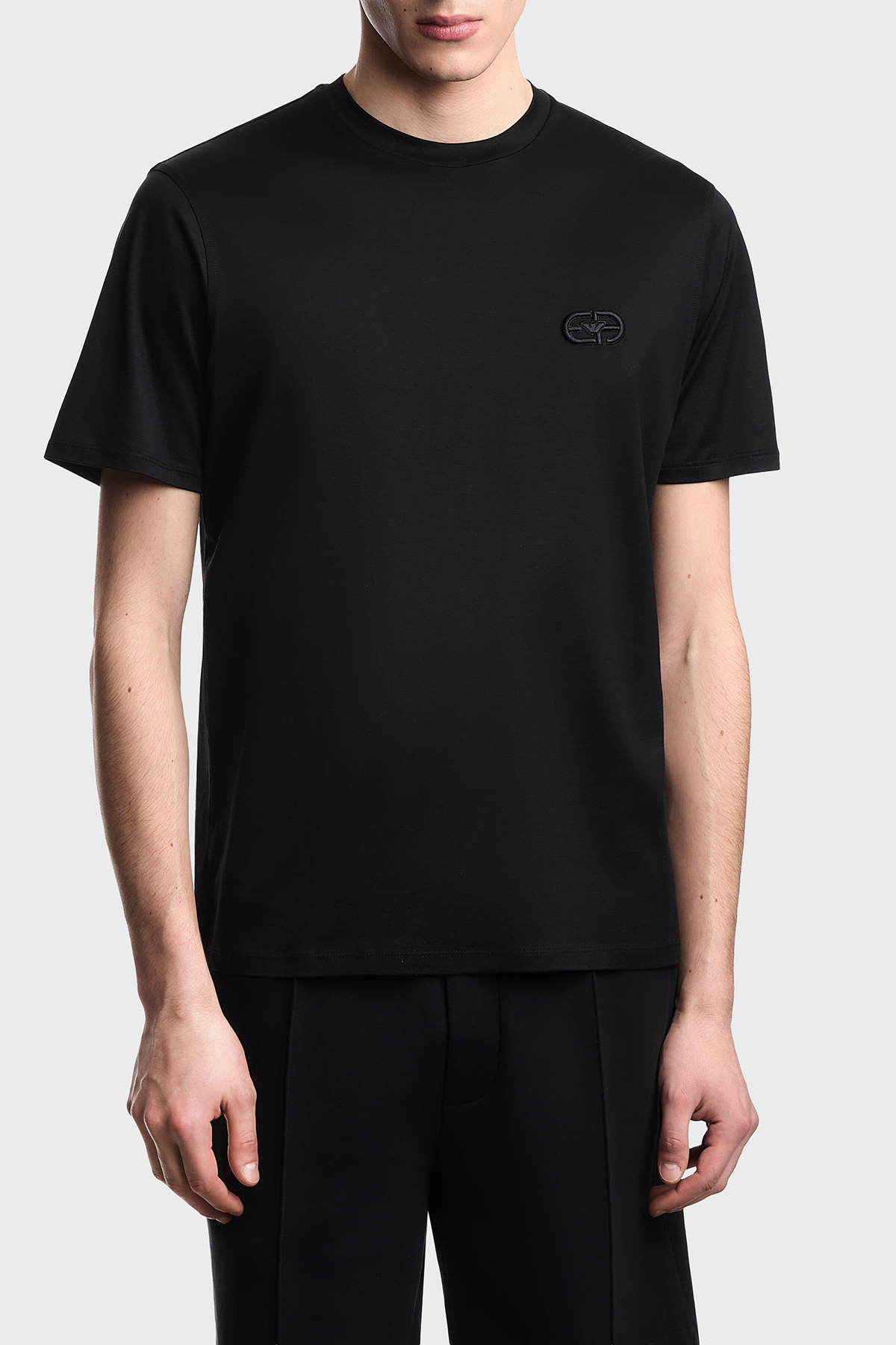 Emporio Armani Pamuk Karışımlı Regular Fit Logolu Bisiklet Yaka Erkek T Shirt EM004585 AF10017 UC001 SİYAH
