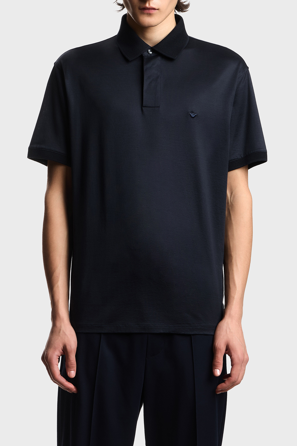 Emporio Armani Pamuk Karışımlı Regular Fit Logolu Düğmeli Erkek Polo EM004588 AF10017 UB118 LACİVERT