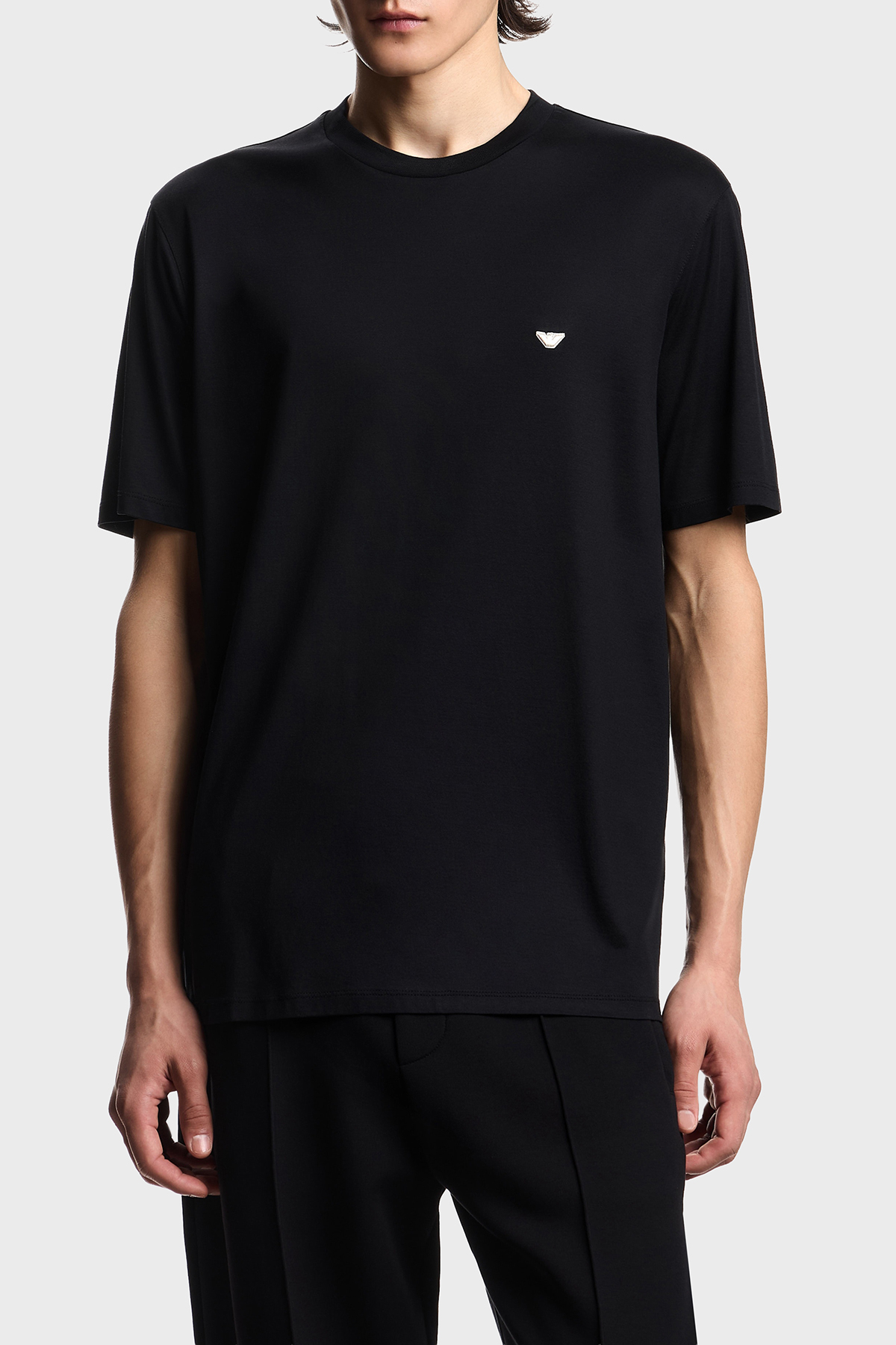 Emporio Armani Pamuk Karışımlı Regular Fit Logolu Erkek T Shirt EM004592 AF13747 UC001 SİYAH