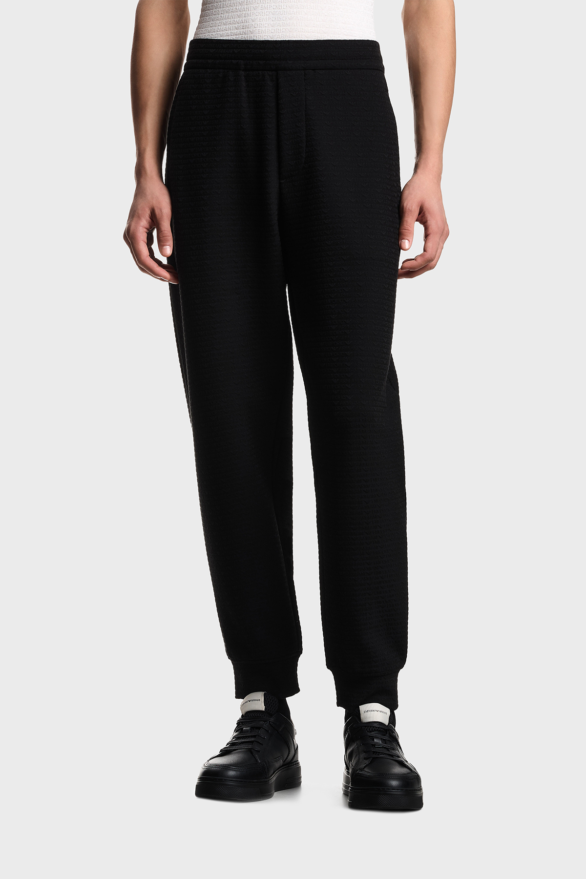Emporio Armani Pamuk Karışımlı Regular Fit Logolu Yüksek Bel Erkek Pantolon EM004535 AF13700 FC293 SİYAH