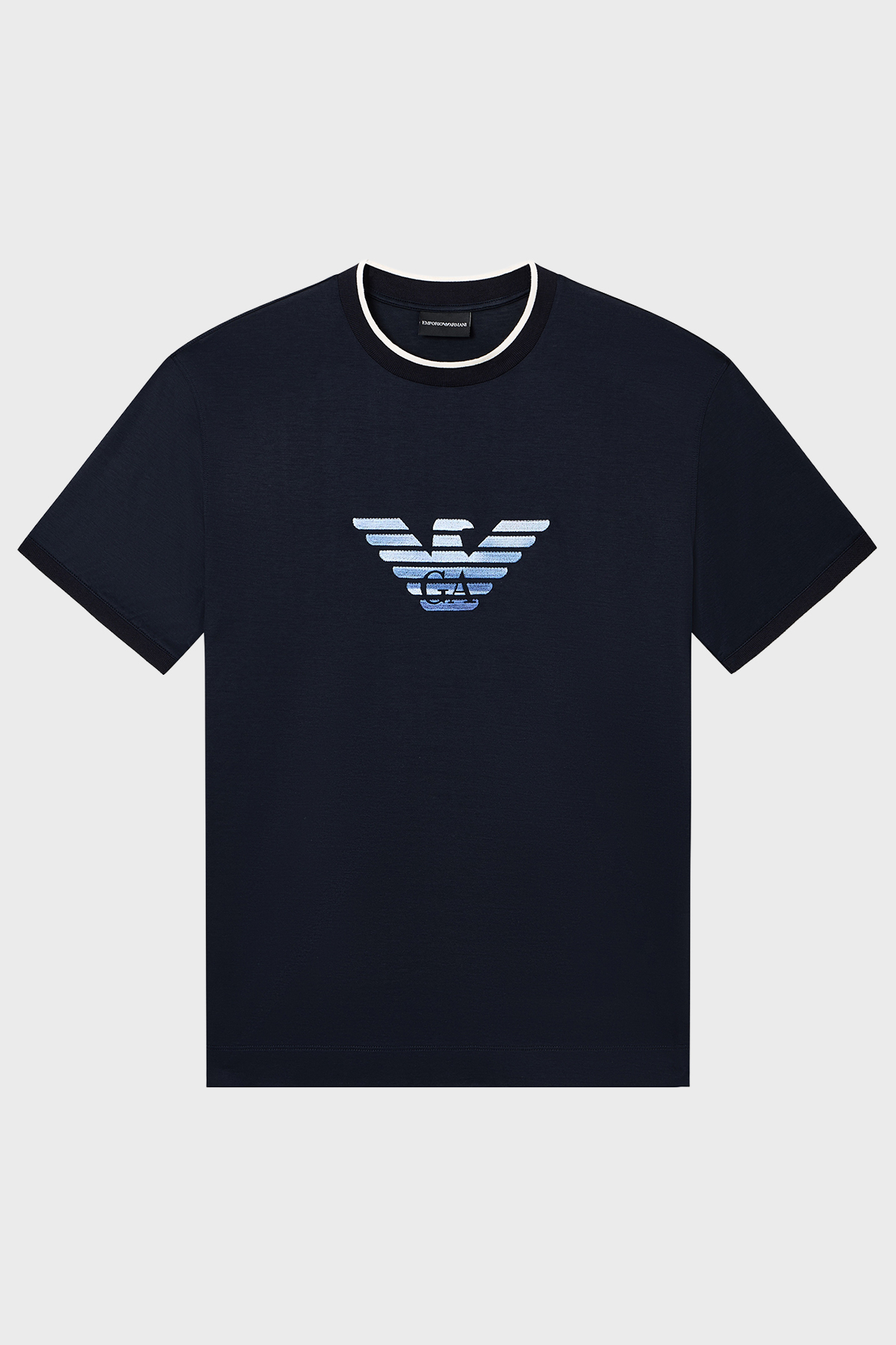 Emporio Armani Pamuk Karışımlı Slim Fit Bisiklet Yaka Erkek T Shirt EM005271 AF10017 UB118 LACİVERT