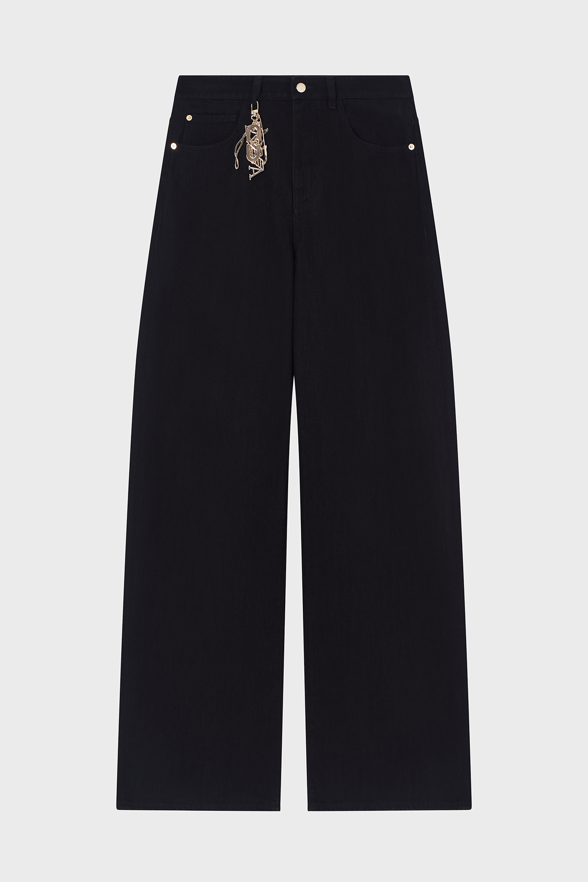 Emporio Armani Pamuk Karışımlı Wide Leg Yüksek Bel Bol Paça Jeans Kadın Kot Pantolon EW000737 AF21094 MC002 SİYAH